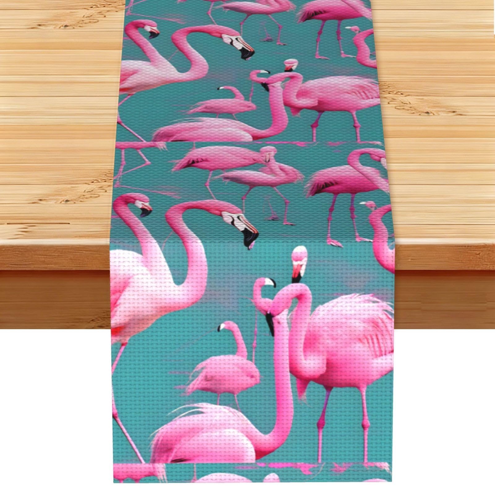 A flock of flamingos Table Runner 13x72 Inch Dining Decor