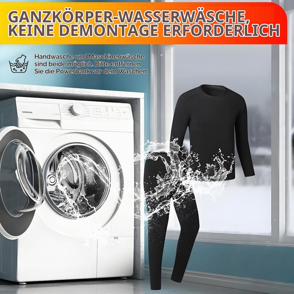 Beheizte beheizbare Unterwäsche Set Herren USB-Aufladung 42 Zonen intelligent beheizbar Thermounterwäsche Oberteile Hosen & 3XL