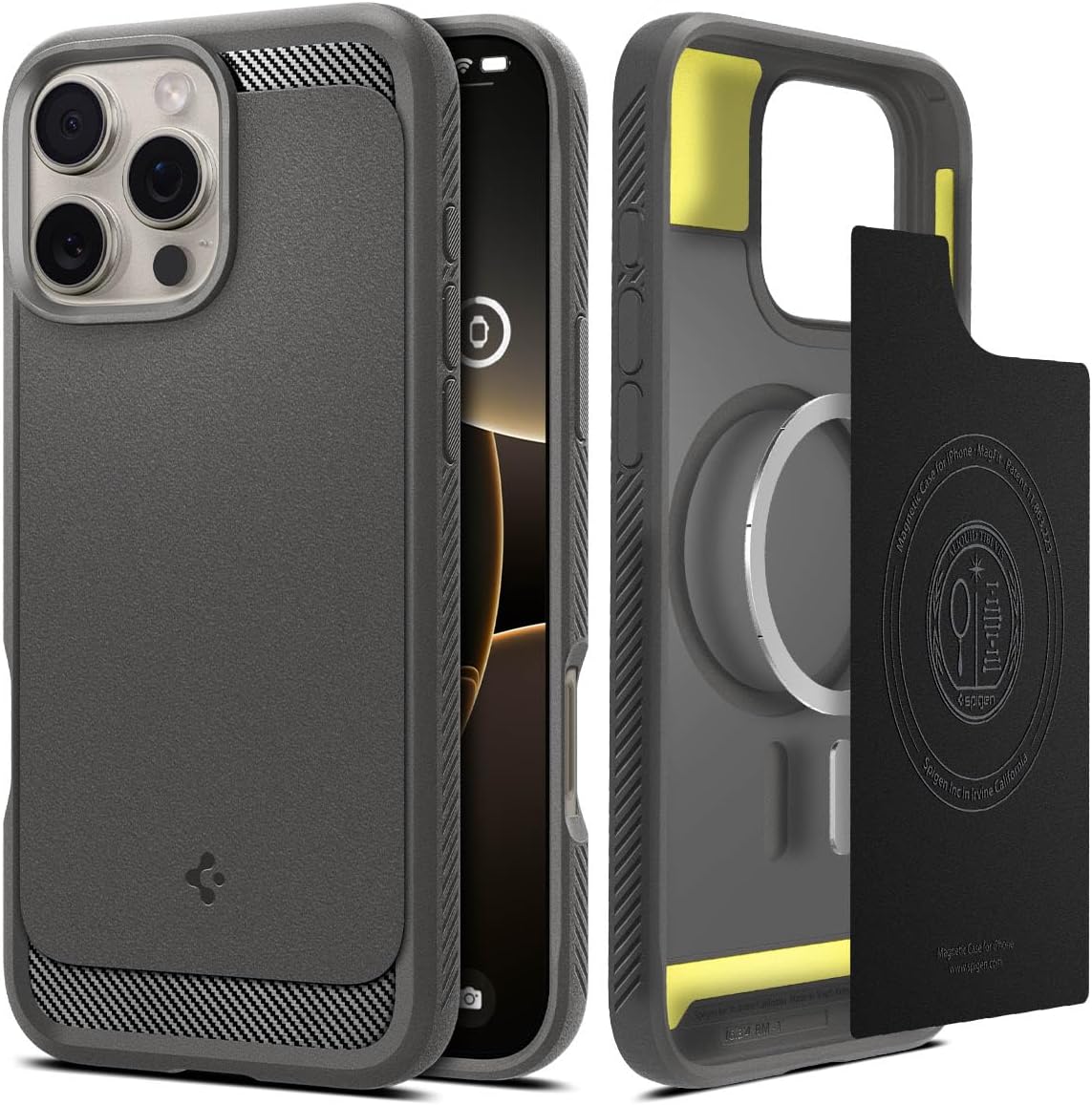 Spigen Rugged Armor MagFit for iPhone 16 PRO case cover (2024) [MagSafe compatible] - Gray