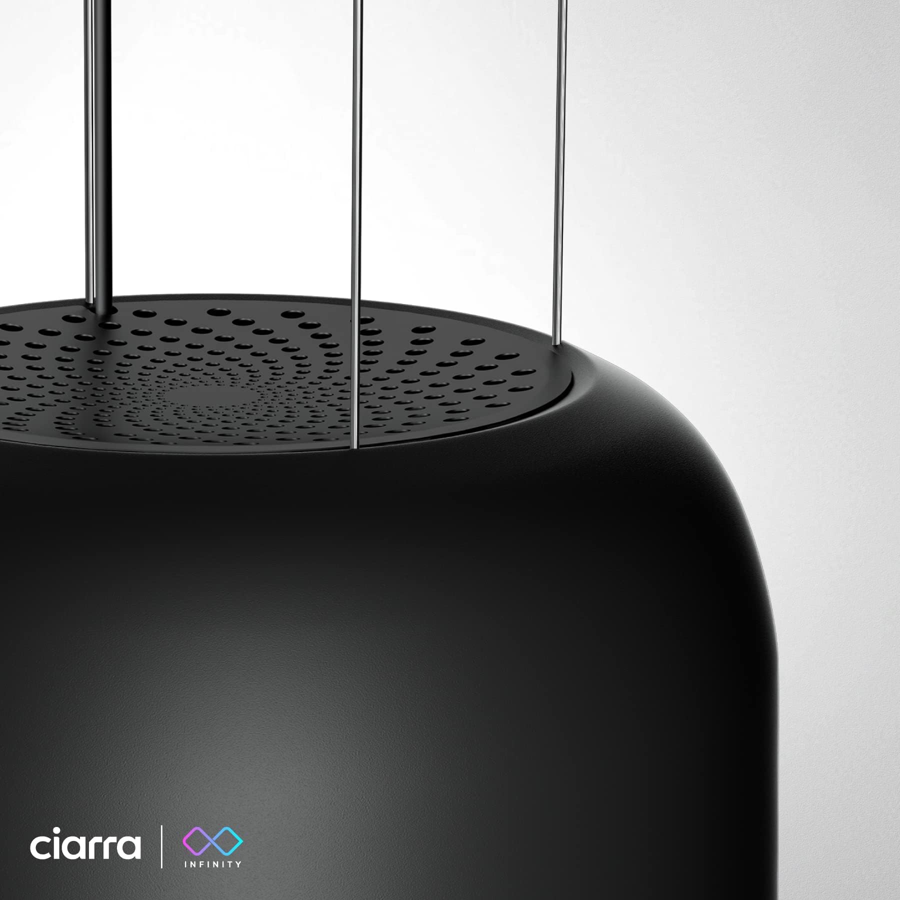 CIARRA CBCB4833 Cappa A Isola A+ Cappa Aspirante A Ricircolo Sospesa 48cm 550 m³/h4 Livelli Booster App Smart Wi-Fi Vetro Nero Filtro Al Carbone CBCF003