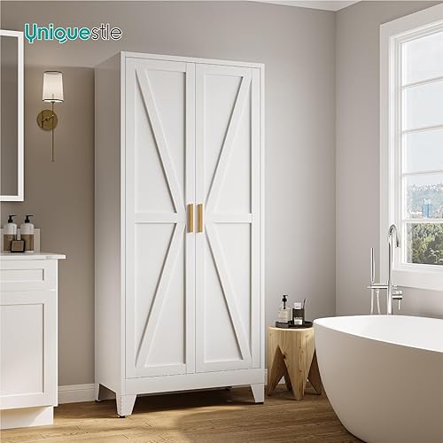 Miniatura 6 de Armario de metal blanco, 17.8 pulgadas de profundidad x 31.5 pulgadas de ancho x 71 pulgadas de alto