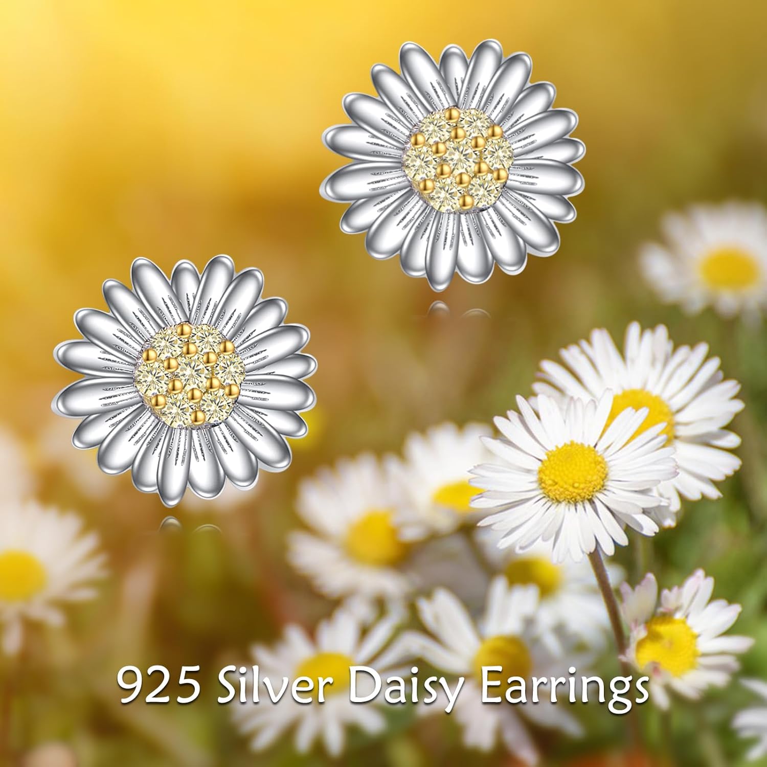 Daisy Stud Earrings for Women 925 Sterling Silver Flower Jewelry Birthday Gifts for Wife Friends