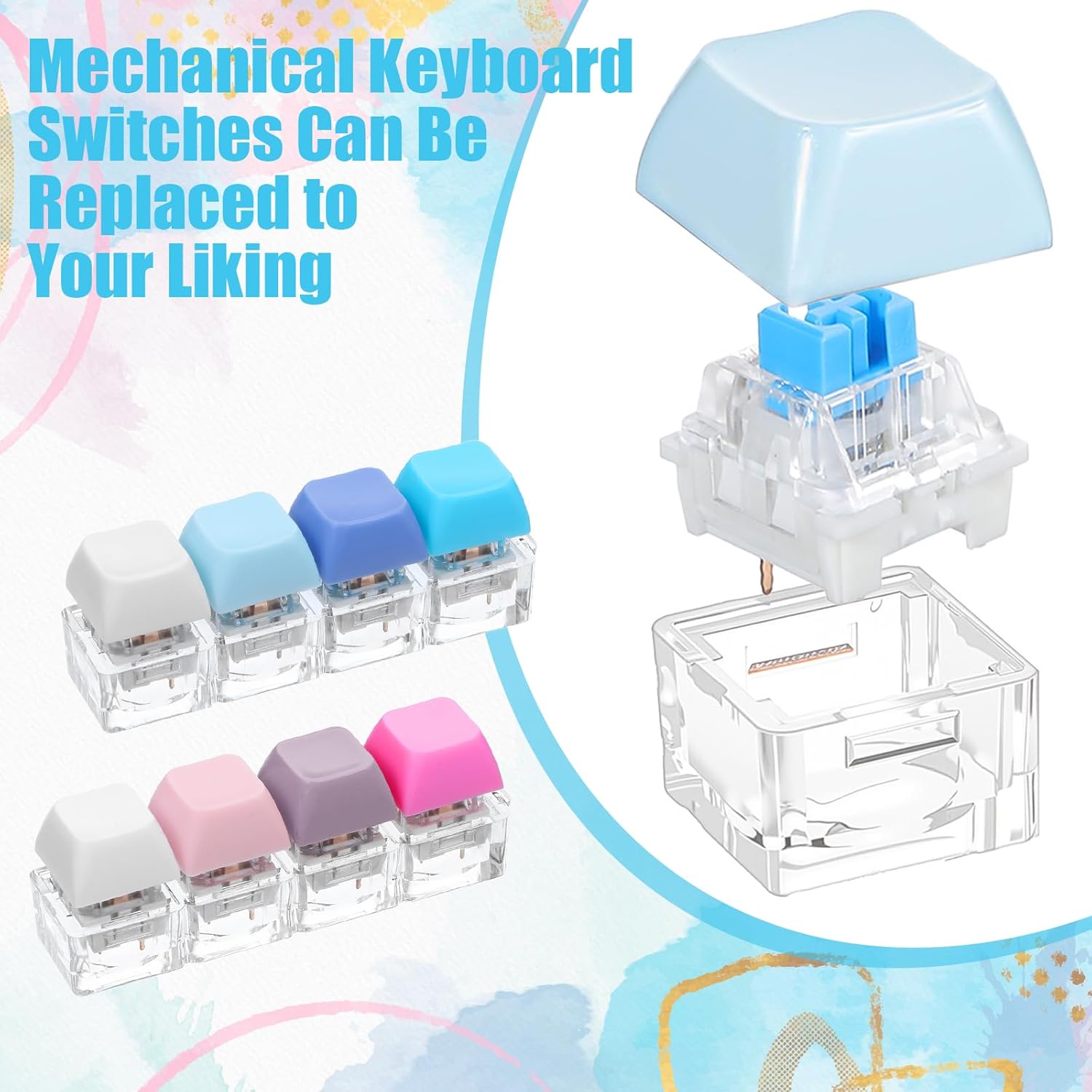 Yuanchu 2 Pcs Keyboard Fidget Toys, Crisp Sound Keyboard Clicker for Adults Sensory Stress Relief for Anxiety Autism Portable Office Desk Fidget Toy