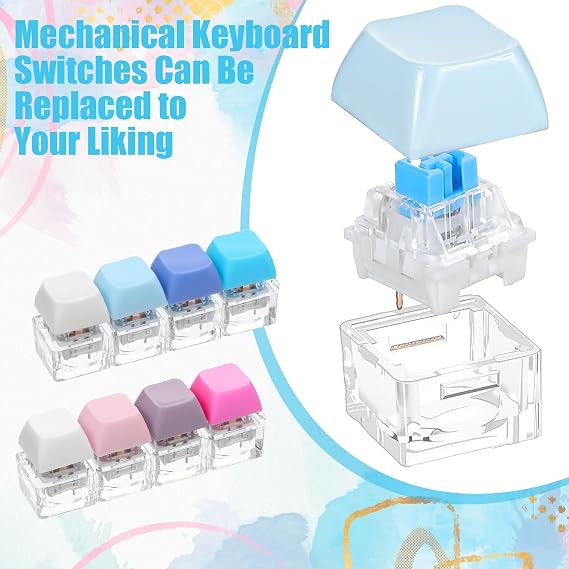 Yuanchu 2 Pcs Keyboard Fidget Toys, Crisp Sound Keyboard Clicker | Removable Colored Matte Keycap, For Adults Sensory Stress Relief, For Anxiety Autism Portable Office Desk Fidget Toy