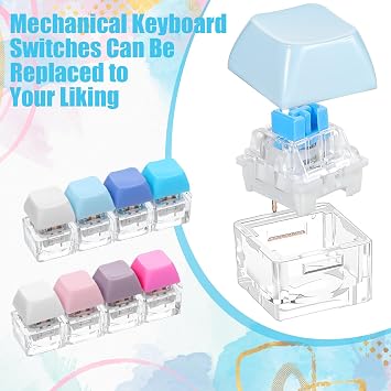 Yuanchu 2 Pcs Keyboard Fidget Toys, Crisp Sound Keyboard Clicker | Removable Colored Matte Keycap, For Adults Sensory Stress Relief, For Anxiety Autism Portable Office Desk Fidget Toy