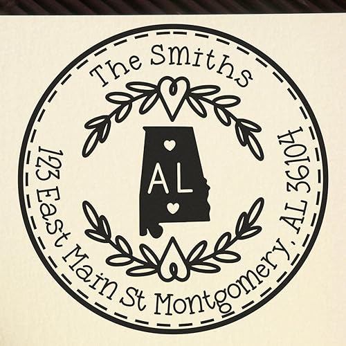 Miniatura 229 de Round State Love - Sello de dirección de devolución para Texas, uso con almohadilla de sello, mango de madera, sello de dirección de Texas