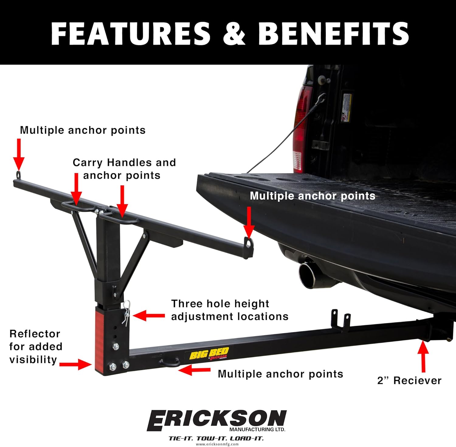 Erickson 07600 Pick-Up bed Extender (Big Bed Senior, 400 lb. rated)