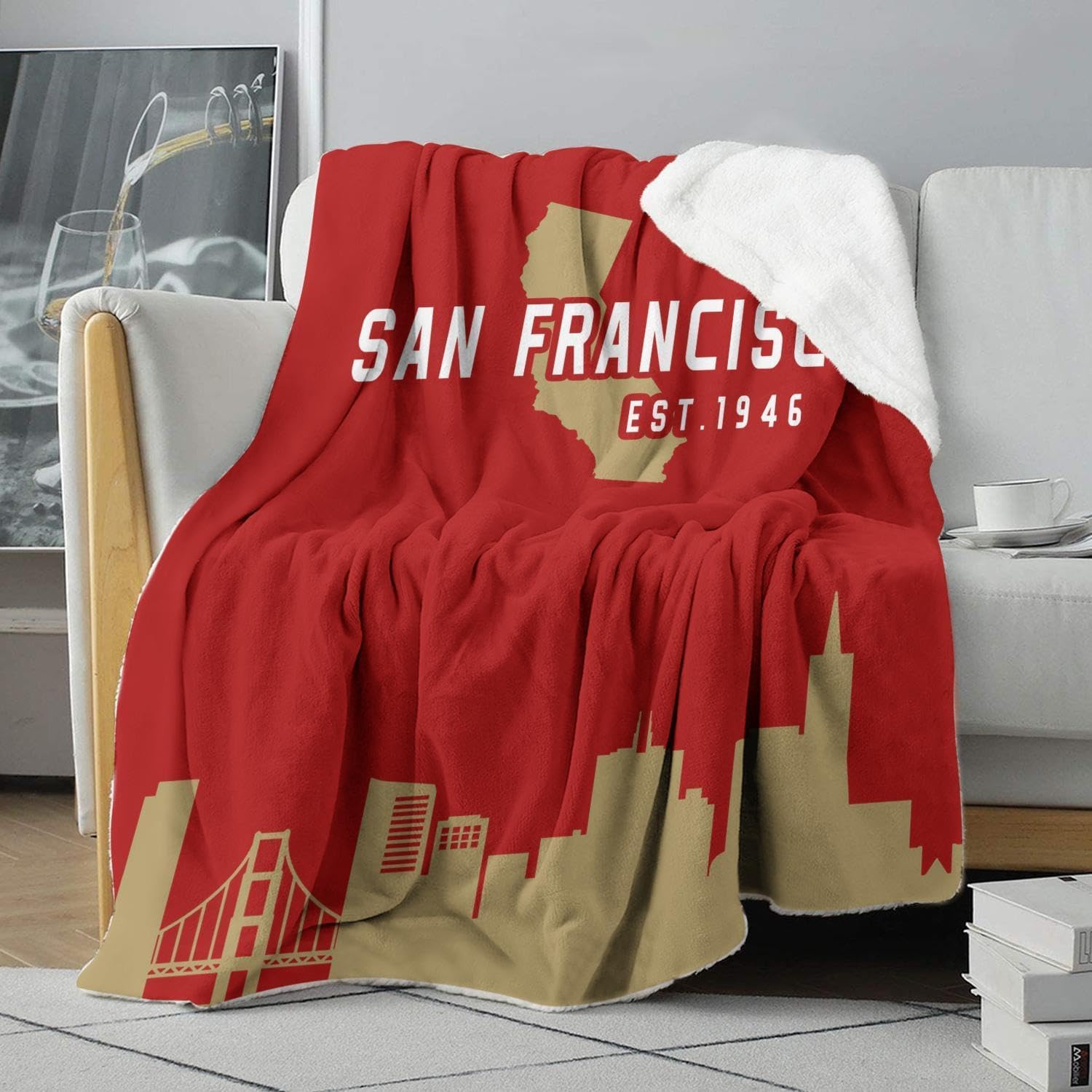 Football City Sherpa Throw Blanket for Football Fans Gifts,Ultra Soft Flannel Blankets,Double Layer Fabric Warm Blankets,60" X 50"