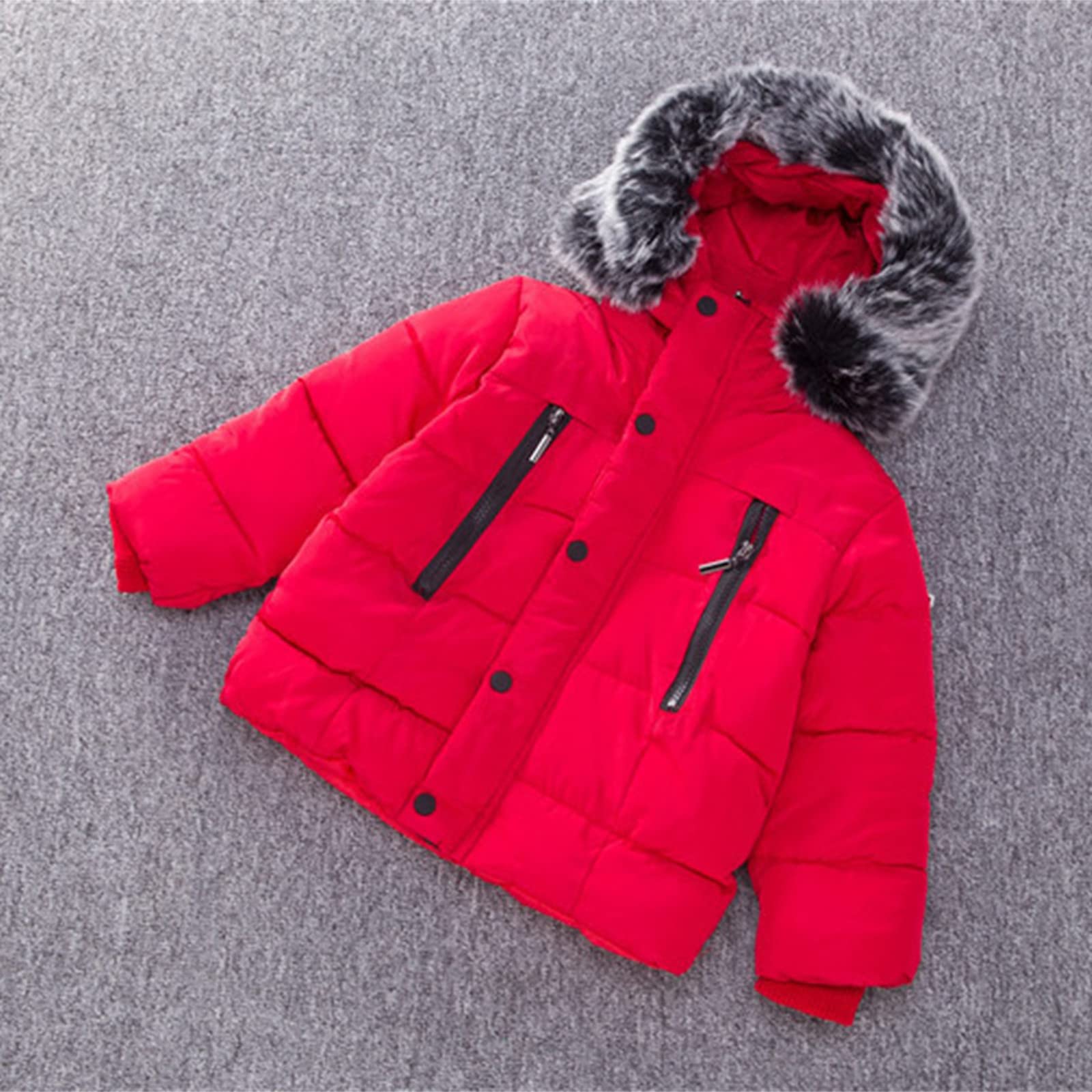 Generisch Niños Niños Bebé Niños Abrigos de Invierno Espesar Cuello Polar Sudadera con Capucha Chaqueta de Plumas a Prueba de Viento Traje de Nieve Ropa Ropa Exterior Verano Niños