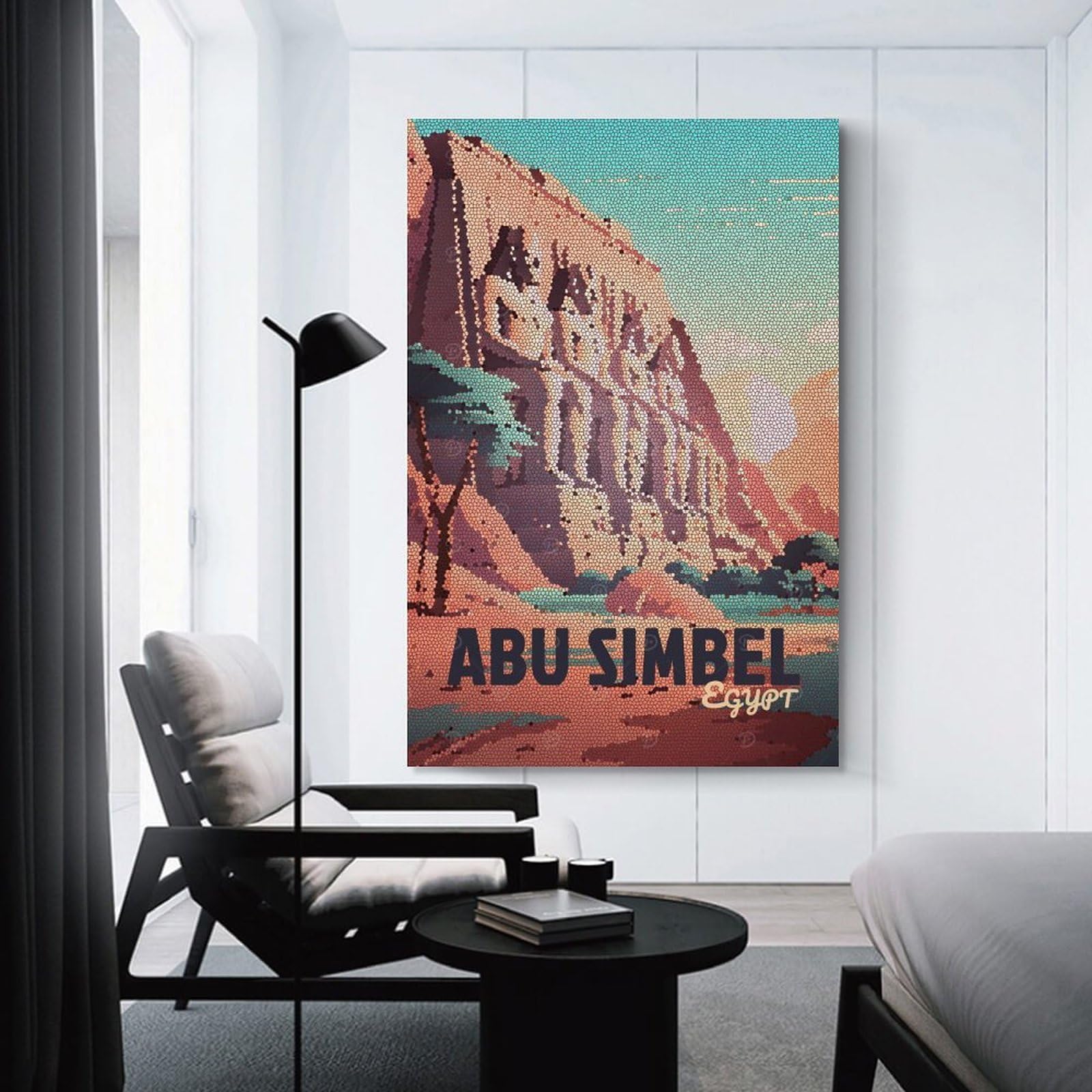Junmoney Home Decor Wall Art Abu Simbel Egypt Mosaic, 08x12inch(20x30cm), for Flats, Guest Rooms Or Compact Rooms, Wall Decor with Flexible Room Appeal