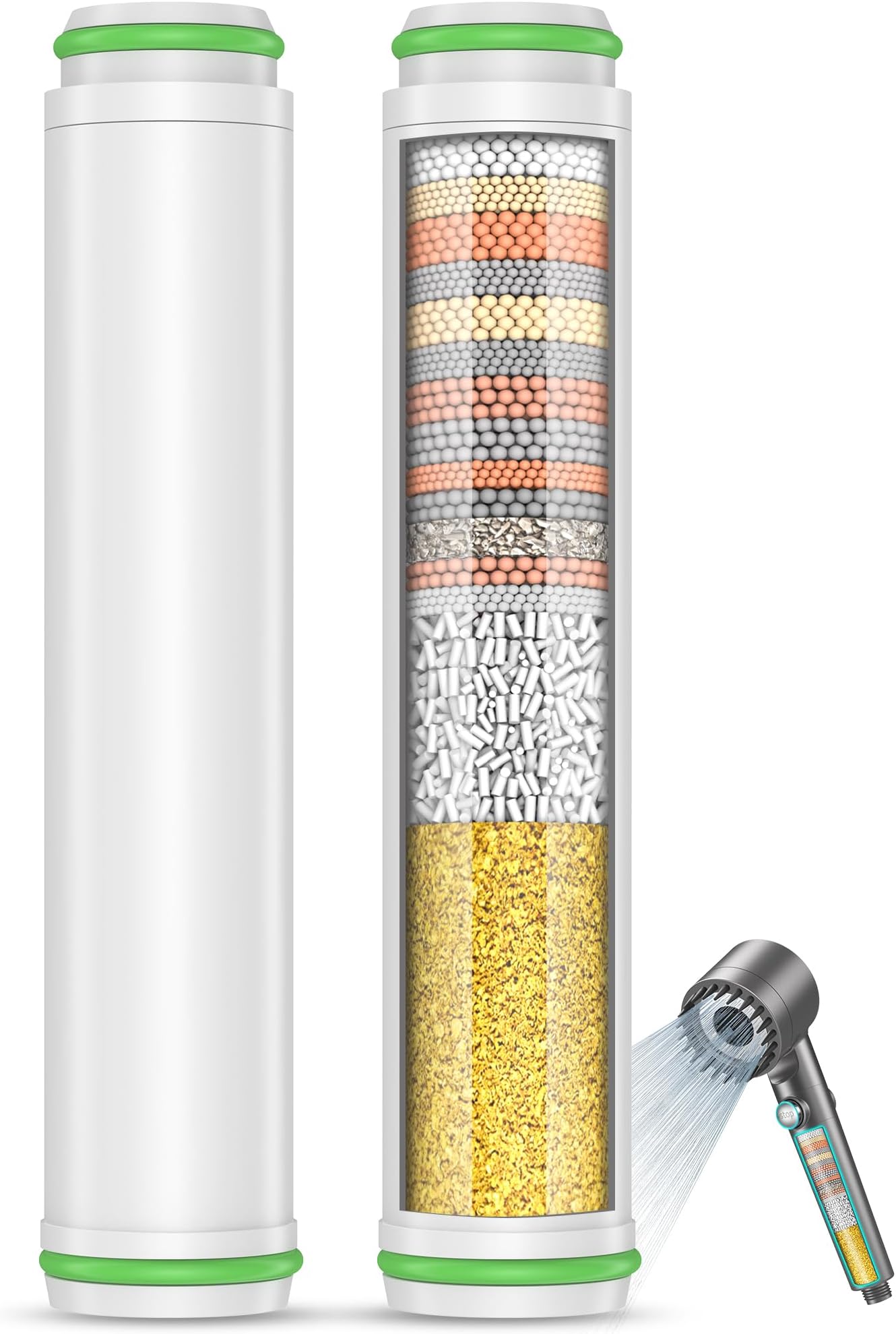 MEKO 2Pack Replacement Shower Head Filter Cartridge Only for ASIN B0CQY4ZT6K, B0CYBSGZK8, B0D3BXLSJZ, B0D3ZXNJP7, B0DJVR5TTK, Shower Head Filter MEKO 2Pack Replacement for Hard Water (White)