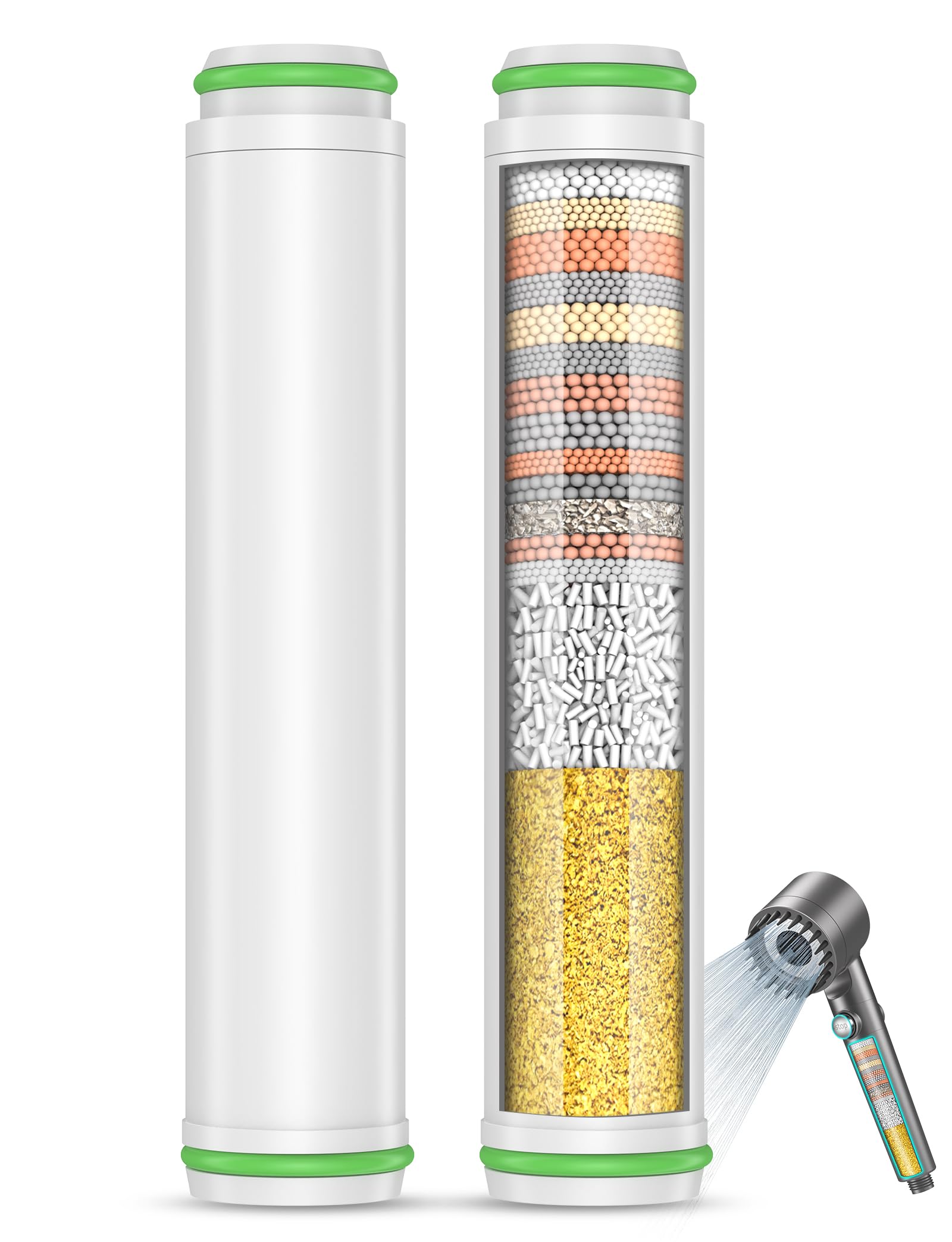 MEKO 2Pack Replacement Shower Head Filter Cartridge Only for ASIN B0CQY4ZT6K, B0CYBSGZK8, B0D3BXLSJZ, B0D3ZXNJP7, B0DJVR5TTK, Shower Head Filter MEKO 2Pack Replacement for Hard Water (White)