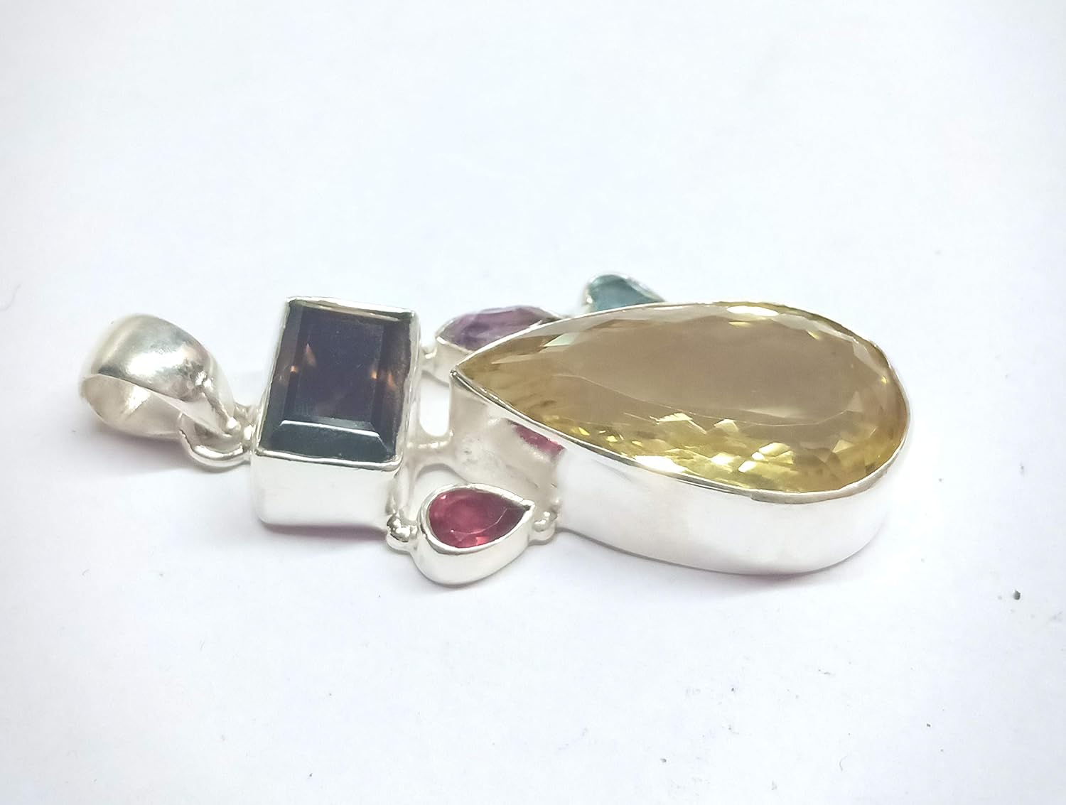 Smoky Quartz Gemstone Pendant Citrine Gemstone Pendant 925 Silver Pendant