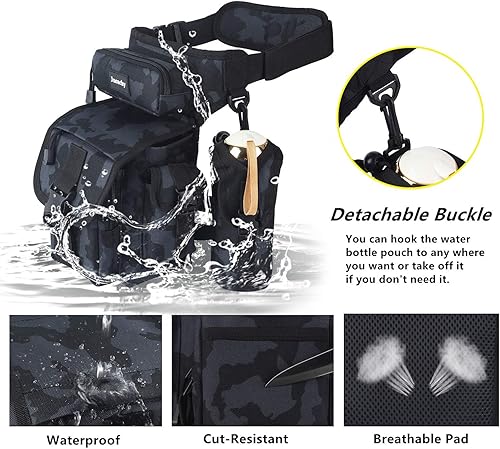 Miniatura 4 de Jueachy Bolsa de pierna para hombre, táctica, detección de metal, muslos con bolsa para botella de agua