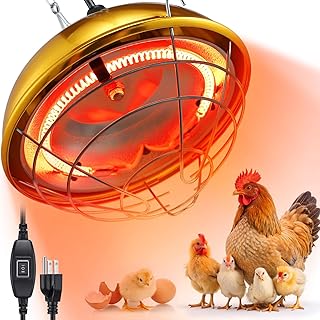 350W Heat Lamp for Chicken Coop, Carbon Fiber Brooder Heater with Even Heat & Dual Temperature Settings for Chicks, Duck, Poultry, All-Weather Chicken Coop Heater with Aluminum Alloy Housing