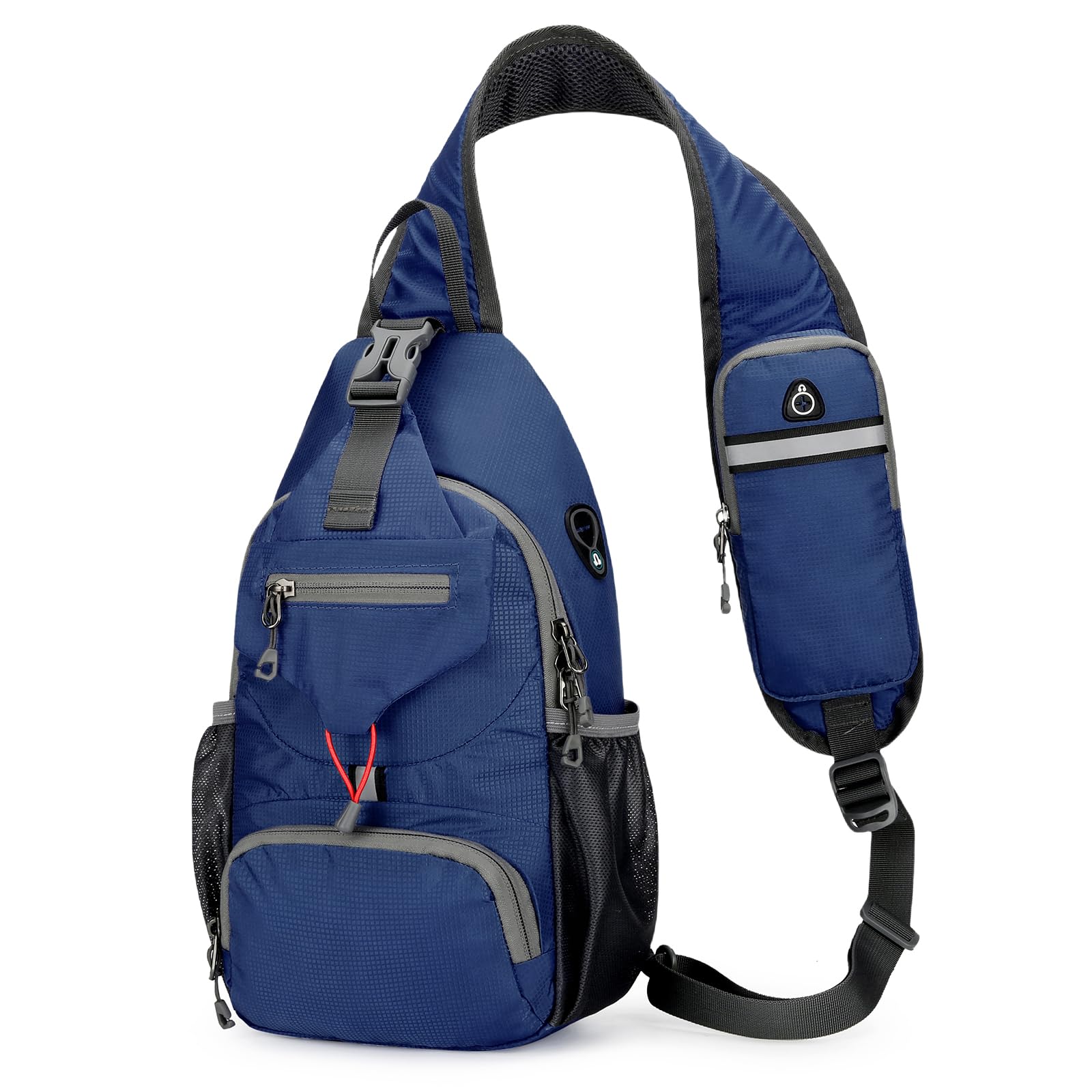 Aucuu Sling plecak, torba na klatkę piersiową, mała torba na ramię, wielofunkcyjna torba crossbody, torba na ramię z otworem na słuchawki, plecak na ramię, na wędrówki, podróże, wspinaczkę, dla