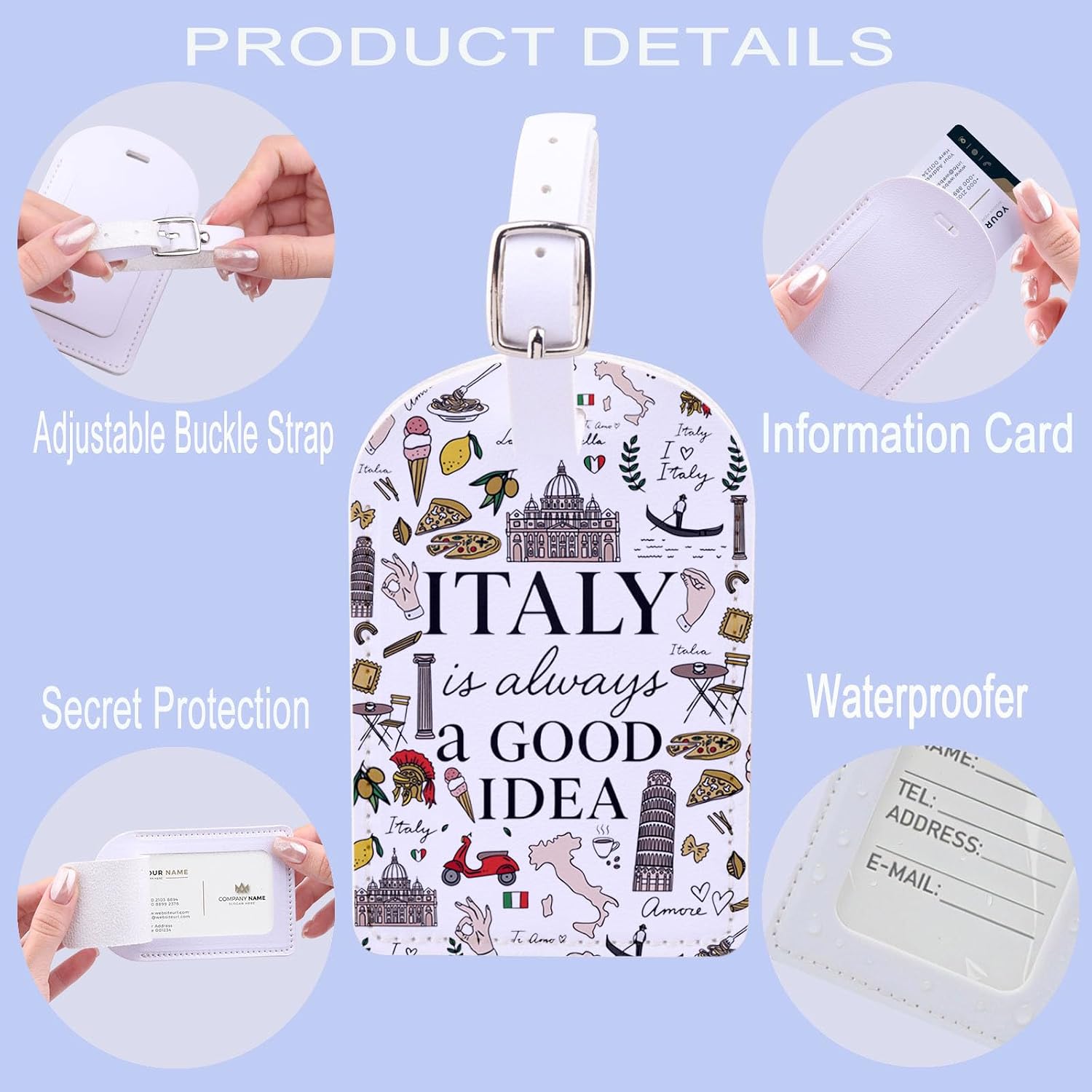 Italy is Alwaya a Good Idea Gift Italy Roma Travel Gift Italian Vacation Trip Ciao Lemon Tourist Luggage Tag (Italy tag) image 4
