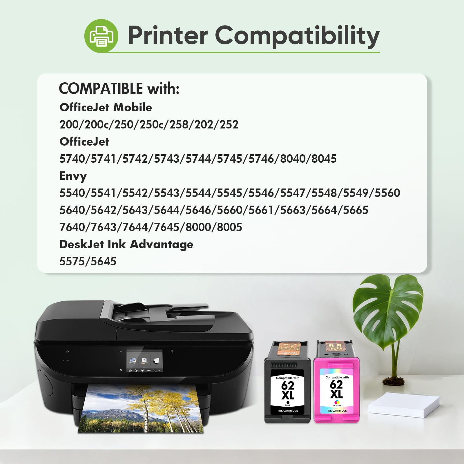 Cartouche 62 XL 62XL Noir et Couleur pour HP 62 Pack de 2 Cartouches 5540