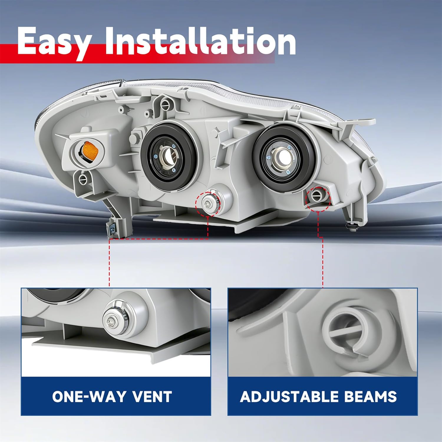 waltyotur Replacement for 2003 2004 2005 2006 2007 2008 Corolla Headlight Assembly Head Lamps Headlights Pair Left+Right