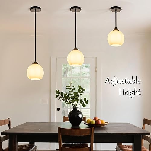 Miniatura 106 de MAYNA Lámpara colgante de granja de 1 luz, lámparas de jaula de metal negro con cadena ajustable y pantalla de vidrio, luces colgantes para isla