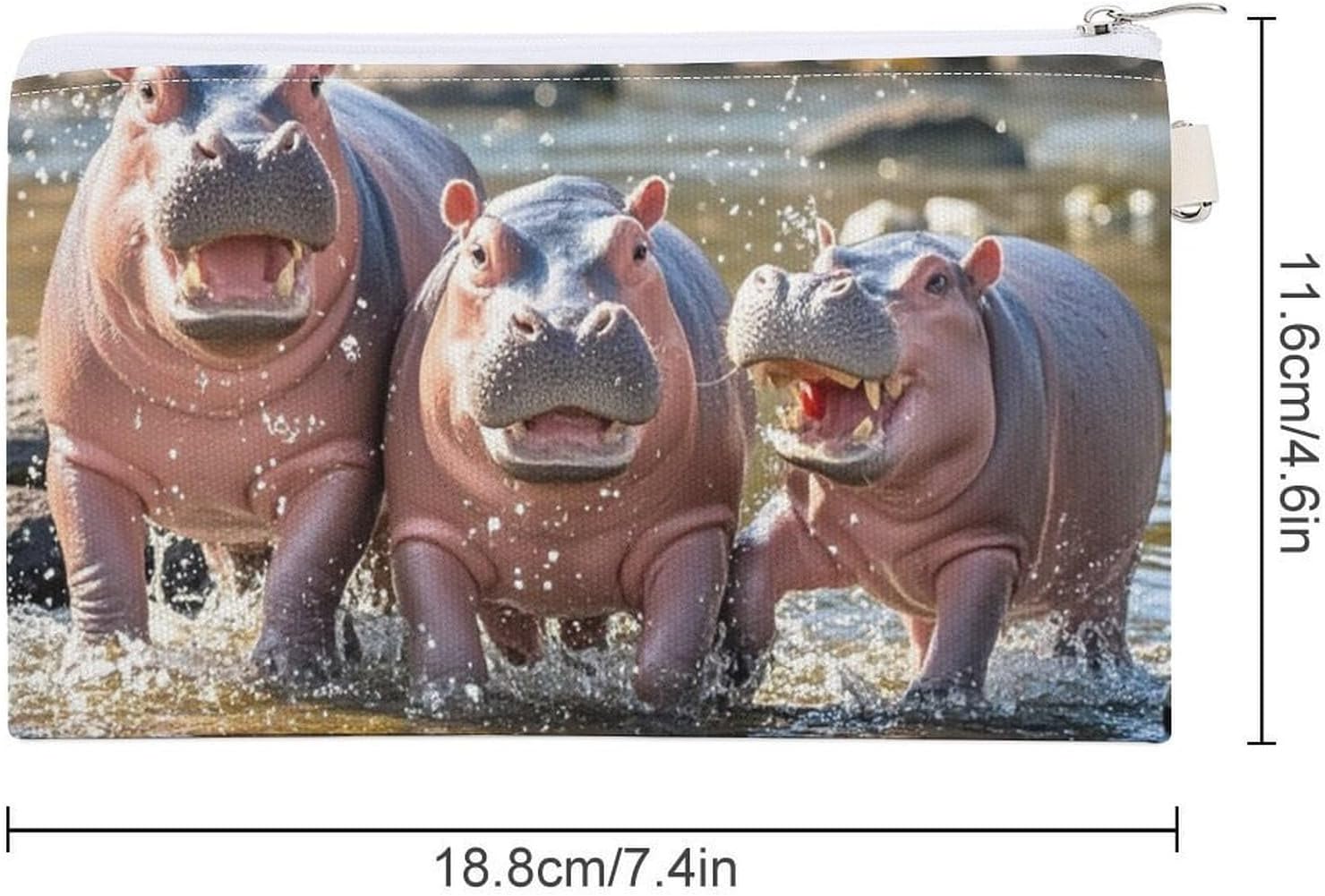 Baby Hippos Coin Purse Coin Pouch with Zipper for Men Women Portable Change Wallet Canvas Coin Bag