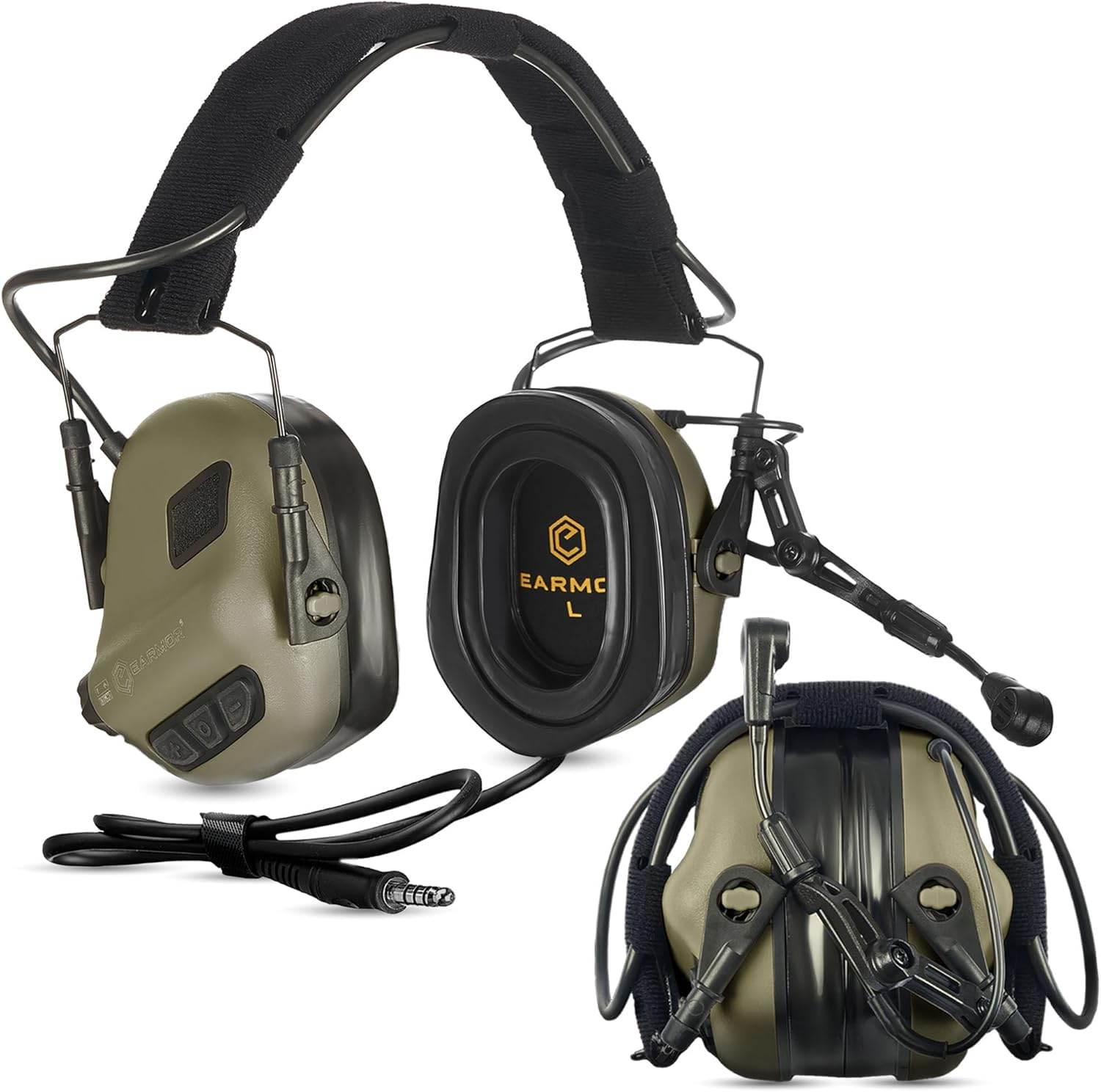 Earmor M32 Plus Elektronisches Helm-Headset – Gehörschutz mit Mikrofon & Klangeinstellung – IPX5 Wasserbeständig, Helmkompatibel für Outdoor-Aktivitäten (Grün)