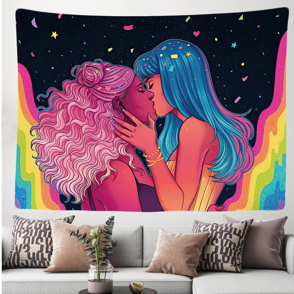 Ulticool, Women Love Rainbow, Tapestry, Valentine's Day for Her, 200 x 150 cm, Large Tapestry, Poster Decoration, Canvas - Image 3