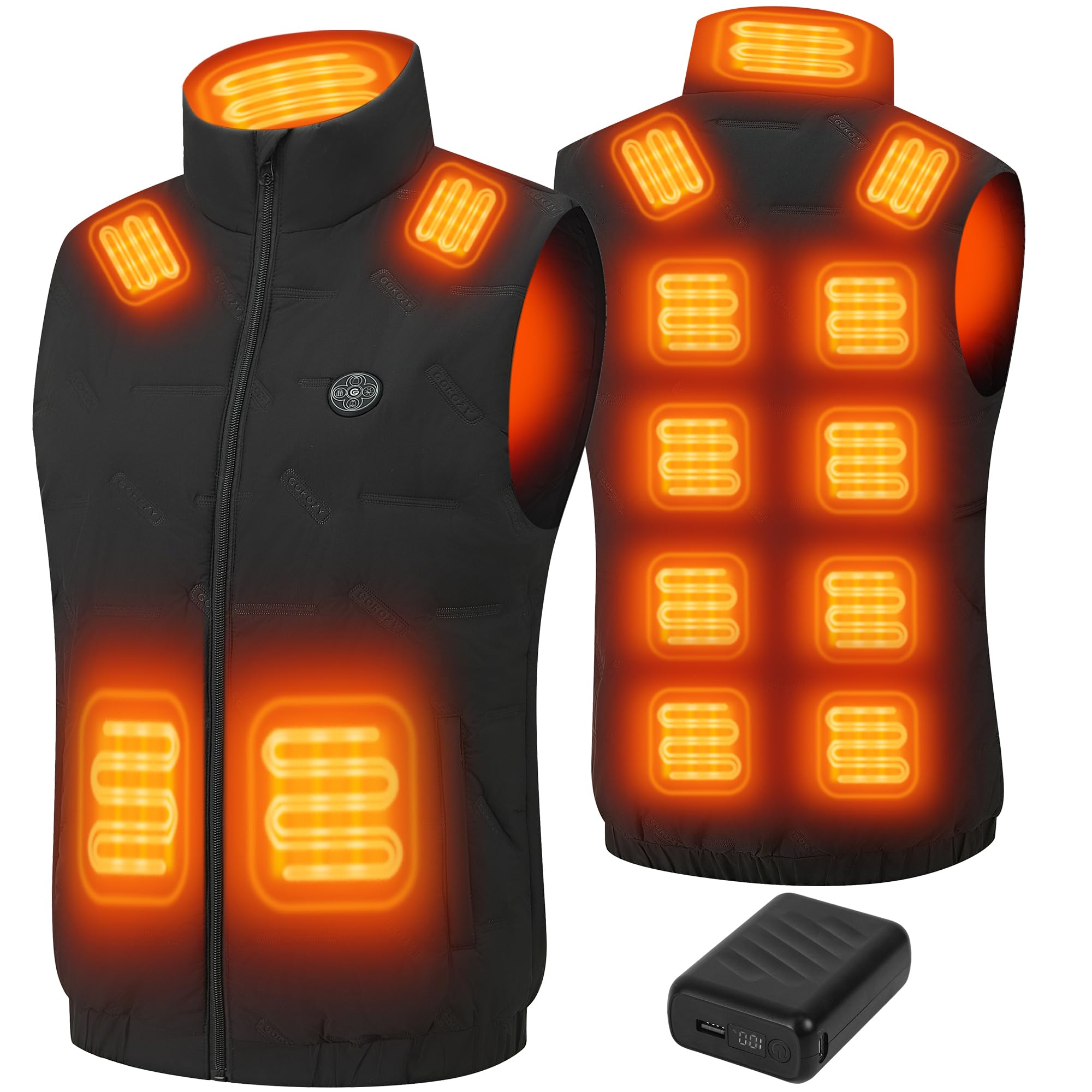 Gokozy Beheizbare Weste Herren mit 12 V 20000 mAh Powerbank PD Schnellladung Heizweste Herren mit 15 Heizzonen Beheizweste Jacke Geeignet zum Radfahren Angeln Skifahren