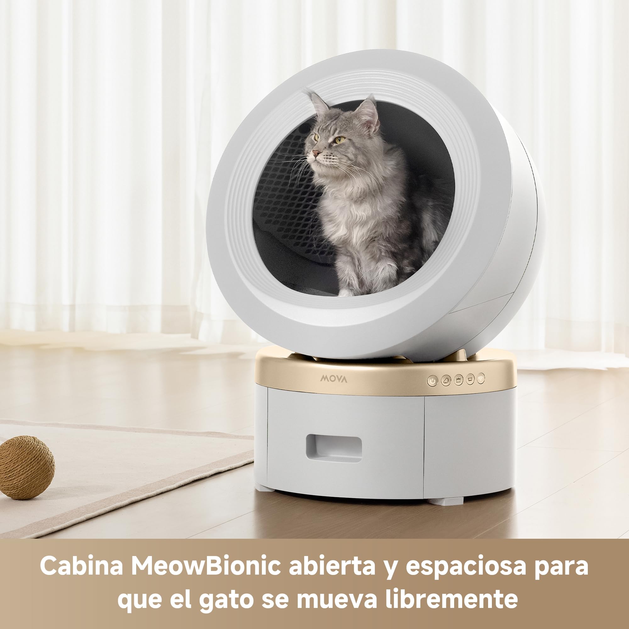 MOVA MeowgicPod LR10 Prime, arenero Inteligente para Gatos con Cabina de 110 L, 15 días sin intervenir, Aire Fresco, se extrae con Solo Tirar, monitorización, Control Remoto con la App
