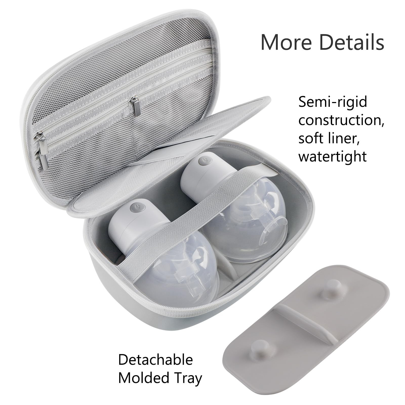 Gowing Funda de transporte para extractores de leche portátil, funda rígida con bandeja extraíble, bolsa de almacenamiento hermética para sacaleches compatible con la mayoría de extractores de leche
