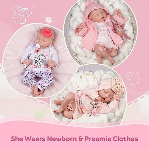 Miniatura 5 de JIZHI - Realistas muñecas reborn, de bebés recién nacidos, cuerpo suave, 17 pulgadas de longitud, incluye juguetes para el bebé y accesorios, ideal