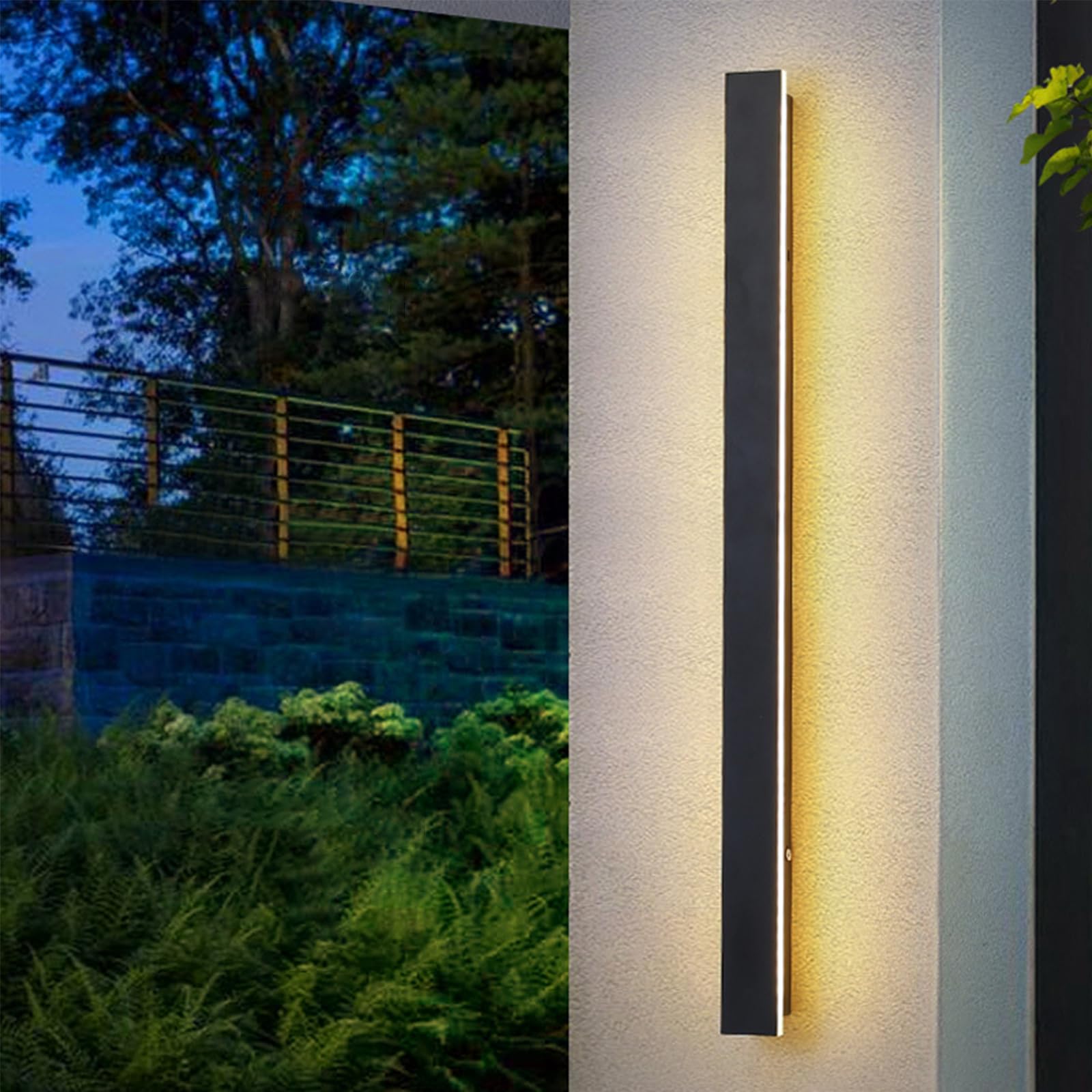 Applique da Esterno Lunga, 150CM 45W LED Lampada da Esterno Parete, 3000K Bianco Caldo, IP65 Impermeabile Applique da Parete per Villa Terrazzo Ingressi, Illuminazione Giardino, Nero