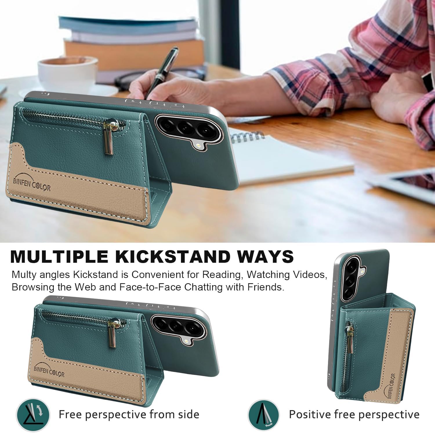 Asuwish Phone Case for Samsung Galaxy A36 5G Wallet Cell Cover Compatible with Magsafe RFID Tempered Glass Screen Protector Credit Card Holder Slot Stand A 36 36A LTE Women Men Green