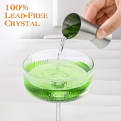 Miniatura 3 de Juego de 6 vasos de Martini de 100 % cristal transparente de 11 onzas, elegantes copas de cóctel, cristalería transparente para champán, margaritas,