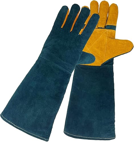 Guantes de manejo de animales a prueba de mordeduras de cuero reforzado de Kevlar, guantes de protección, guantes antimordeduras para entrenamiento