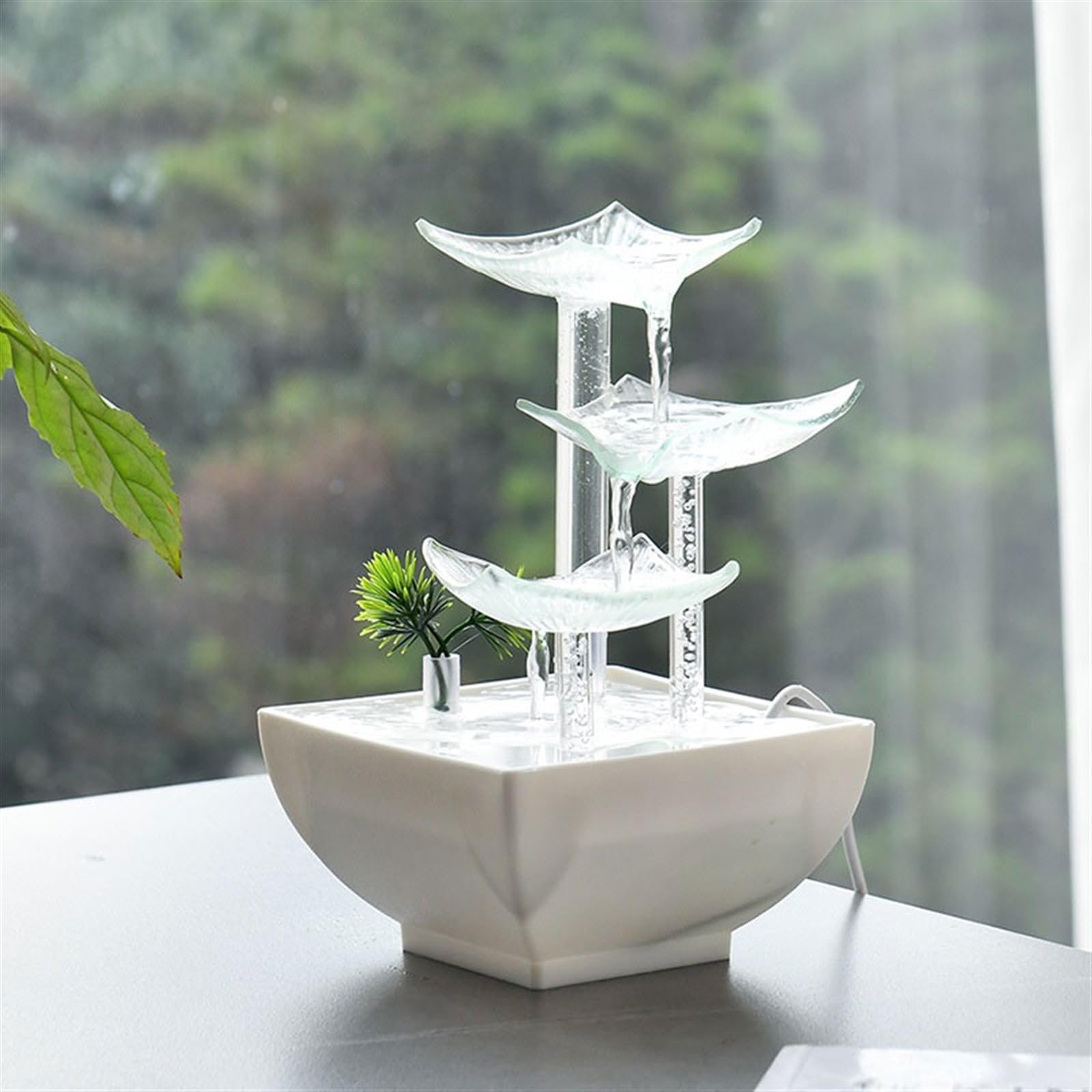 Fontana da tavolo, Centrotavola Zen Home Decor in ceramica e vetro 14x14x21 cm