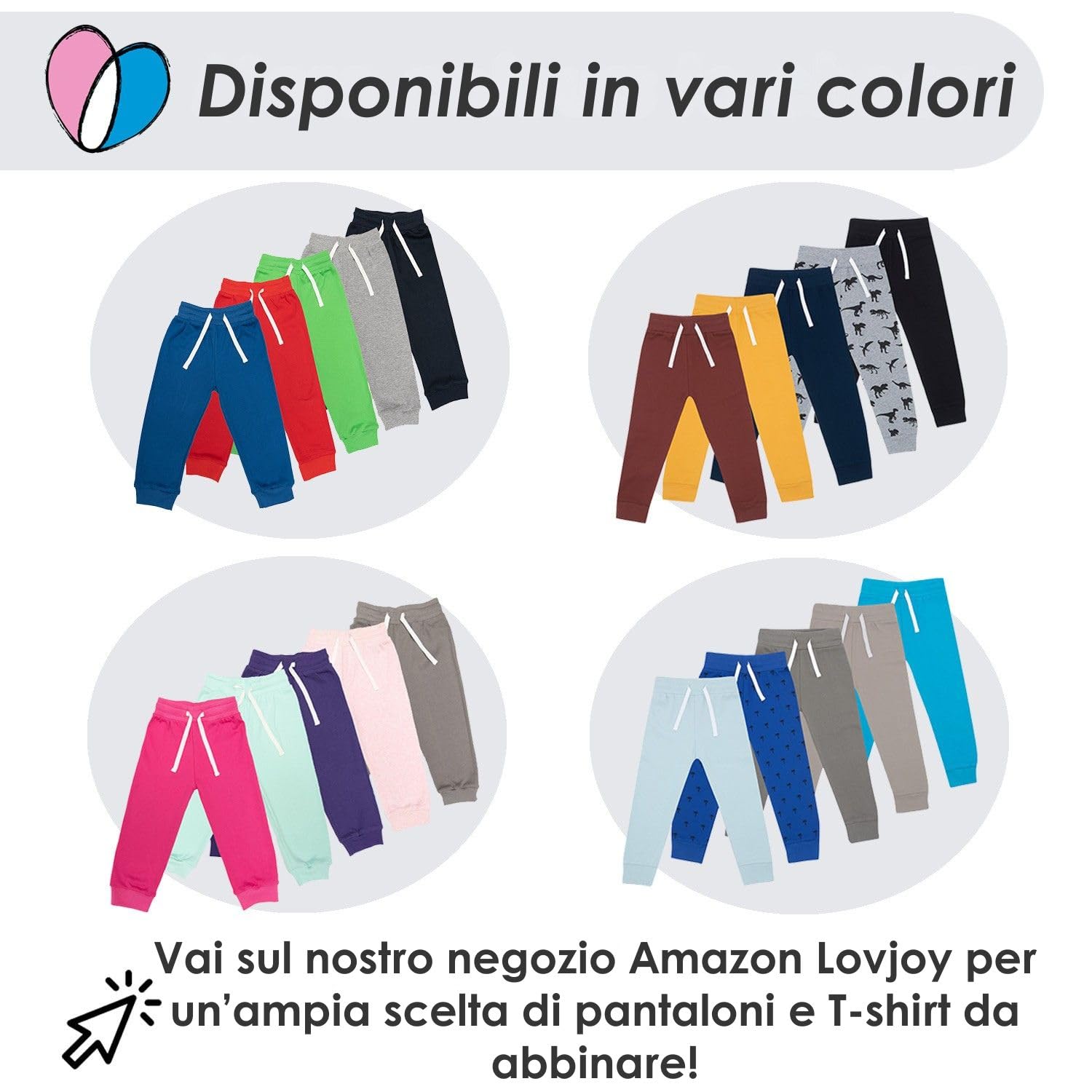 Lovjoy Pantaloni Bambino/Pantaloni Casual / 100% Cotone, Morbidi e Confortevoli