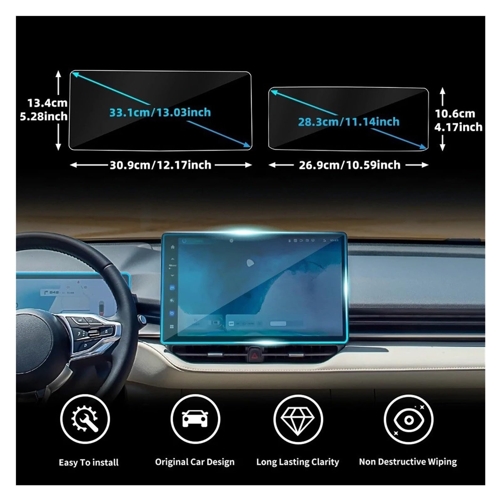 Navigation Displayschutz Für Haval H6 2021-2024 Auto Gehärtetes Glas Film Schutz Center Konsole GPS Navigations Screen-Dashboard Display Displayschutzfolie(1 Set)