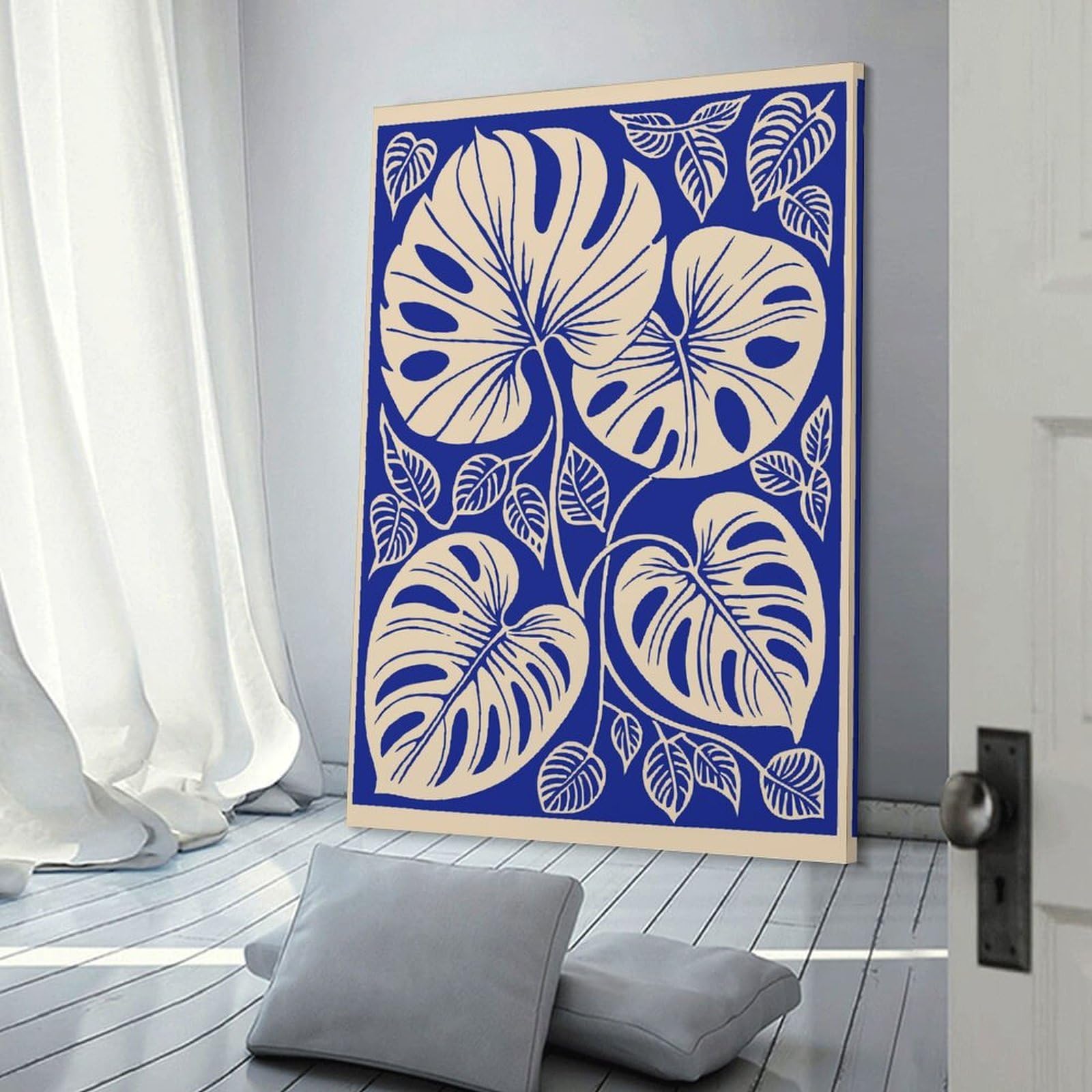 Junmoney Monstera Leaves Art Print Room Decor Wall Art 24x36inch(60x90cm), for Wall Displays, Bedrooms Or Room Updates, Ideal for Building A Coordinated Art Wall