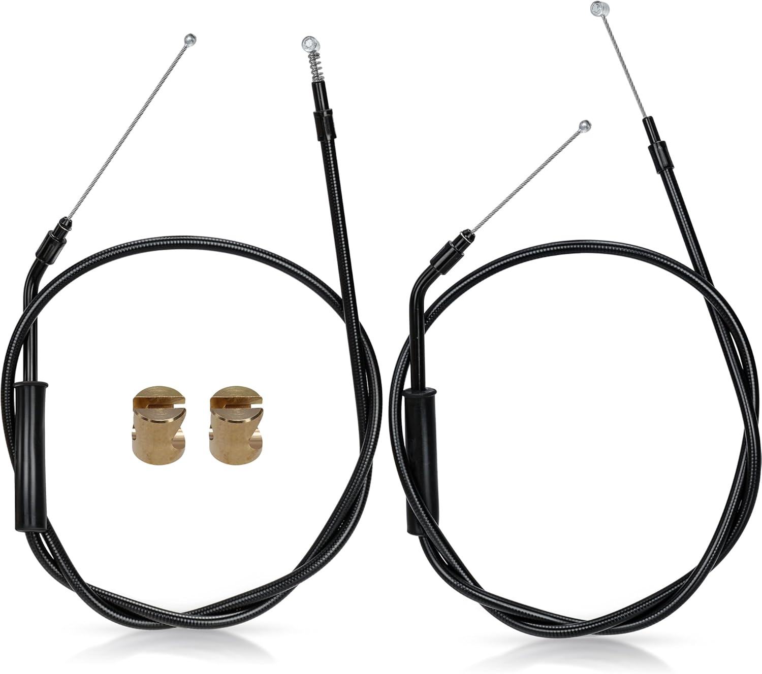 MoKitDora 38.4" Stainless Steel Braided Black Vinyl Coated Throttle Idle Cable Set for Harley 2007–2010 Softail FXST Custom Night Train Deuce FXSTB FXSTC FXSTD 12" Handlebar