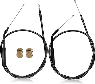 MoKitDora 44.3" Stainless Steel Braided Black PVC Coated Throttle Idle Cable Set for Harley 2000-2006 Touring Road Street Electra Glide King Ultra Classic without Cruise Control 16" Handlebar