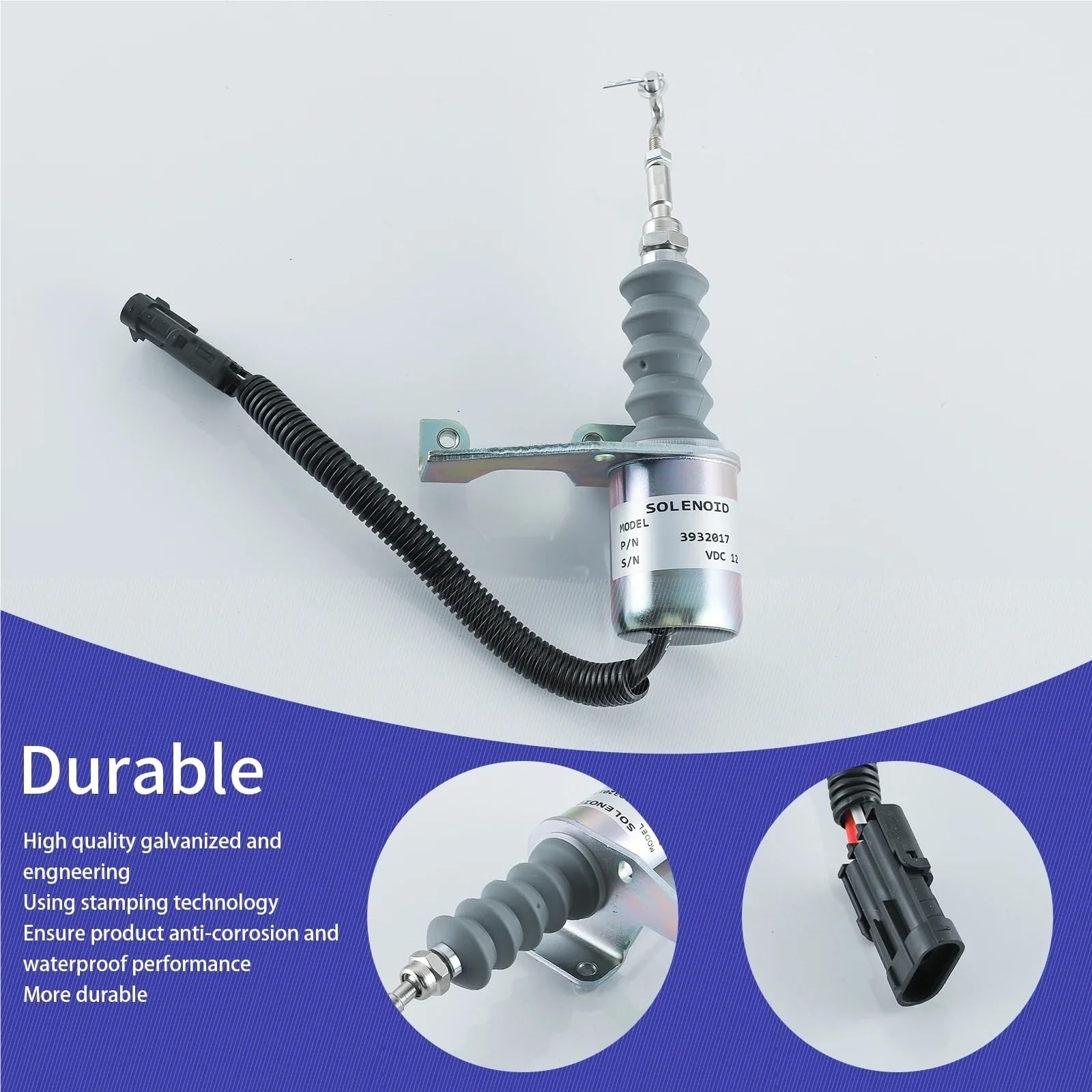 Válvula de Cierre Solenoide de corte de combustible de 12 V CC 3932017 SA-3742-12 Apto para Deutz Apto para Bosch RSV Bobina de solenoide Solenoide de parada