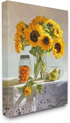 Stupell Industries Lienzo decorativo para pared, diseño de girasol, bodegón, frutas y campestres, 36 x 48 pulgadas
