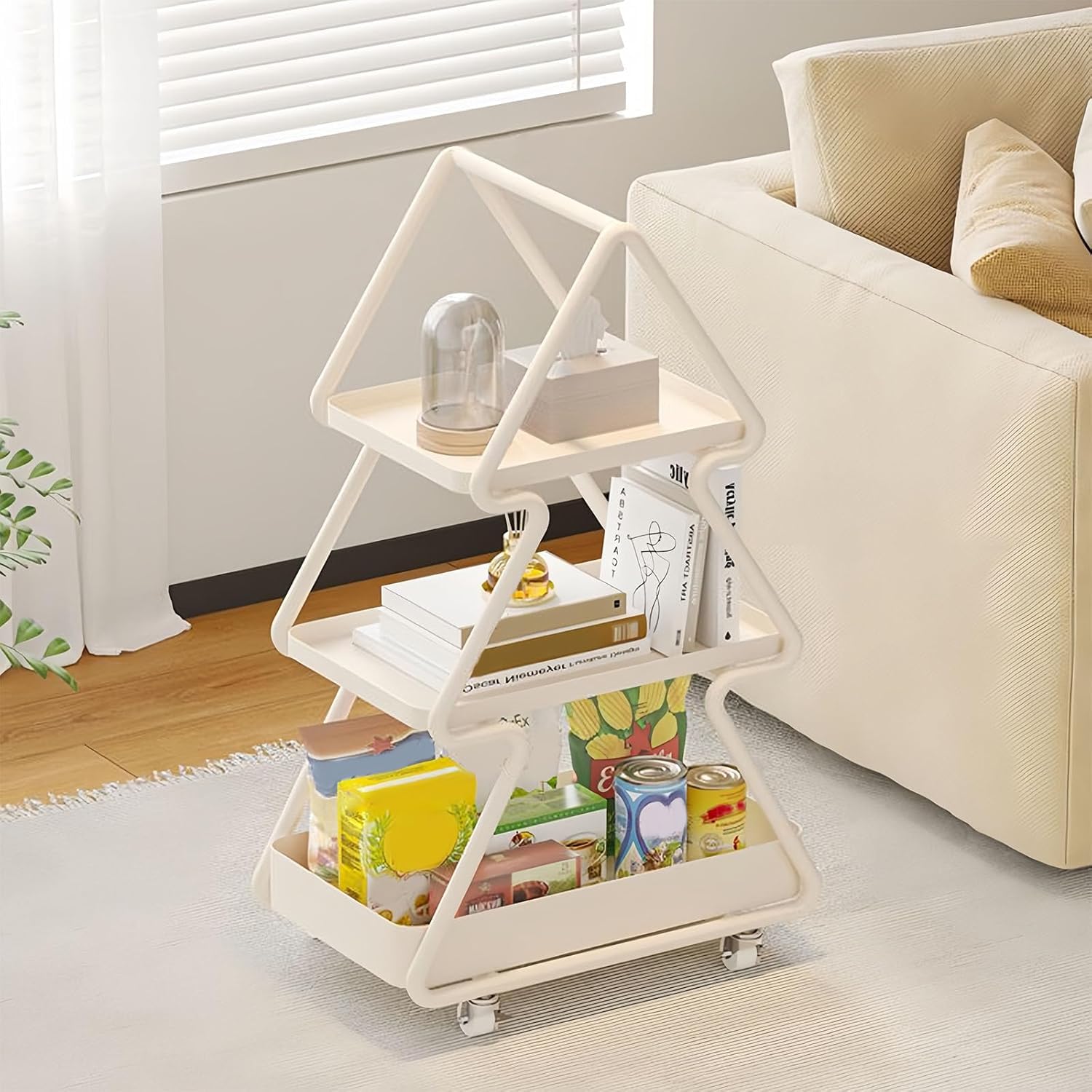 Étagère sapin de Noël à 3 niveaux pour optimiser le rangement du salon