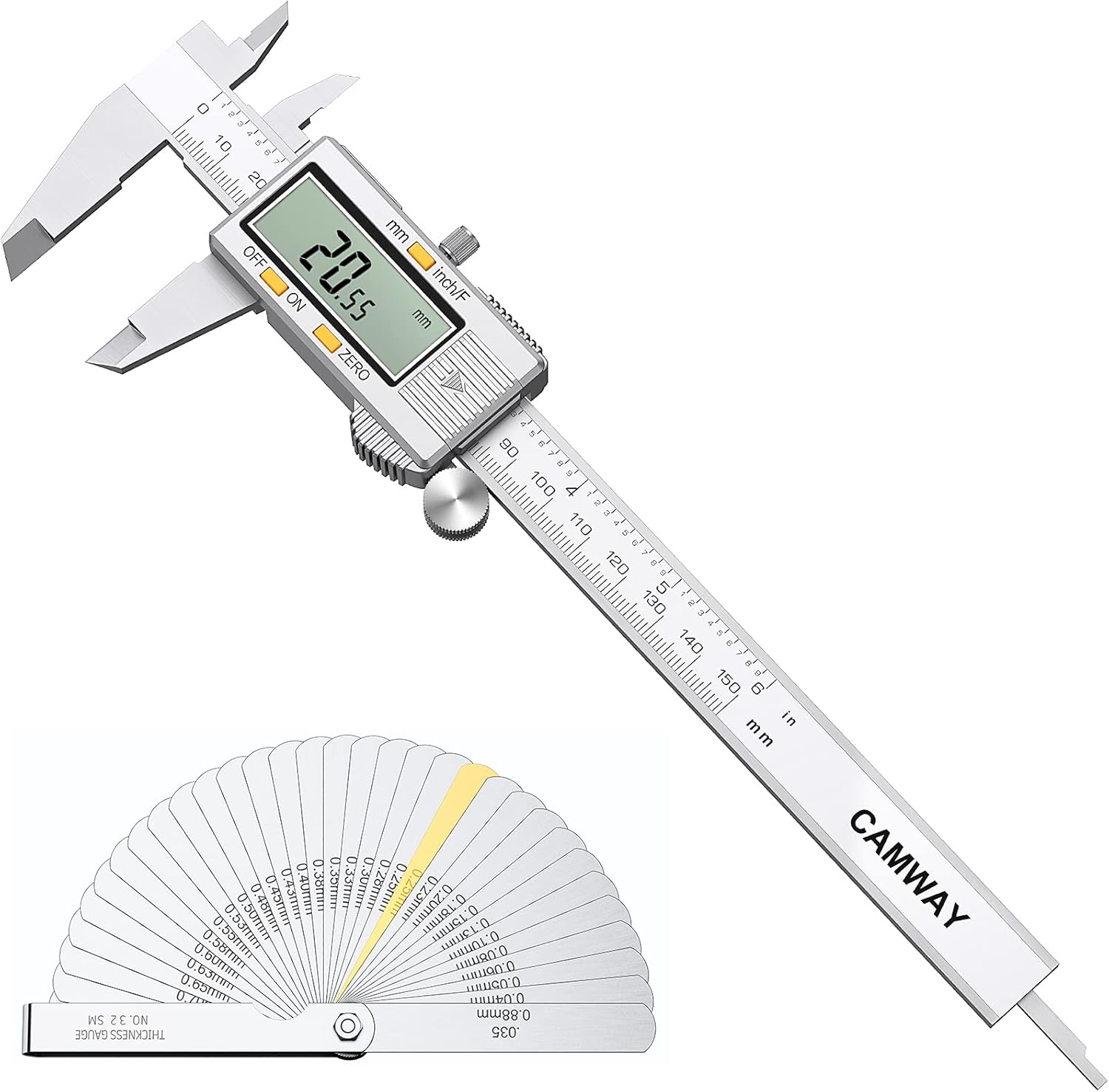 Buy CAMWAY Digital Caliper 6Inch Feeler Gauge Stainless Steel