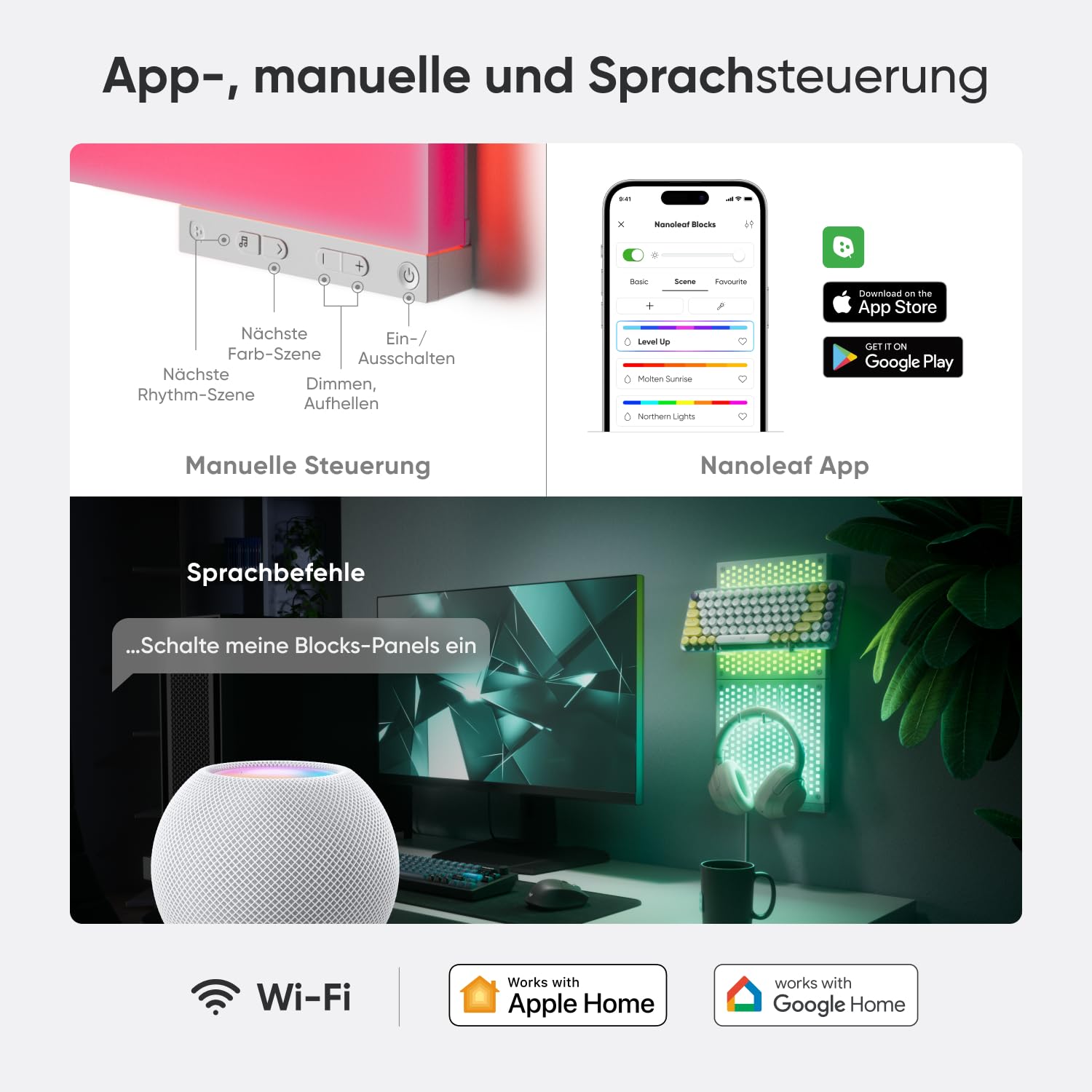 Nanoleaf Blocks Starter Kit | 10-Pack Combo, RGBW farbwechselnde Wandlampen, Lichtpanels & Regal, Pixel-Art-Style, App- & Sprachsteuerung (kompatibel mit Alexa, Apple & Google Home), Deko & Gaming