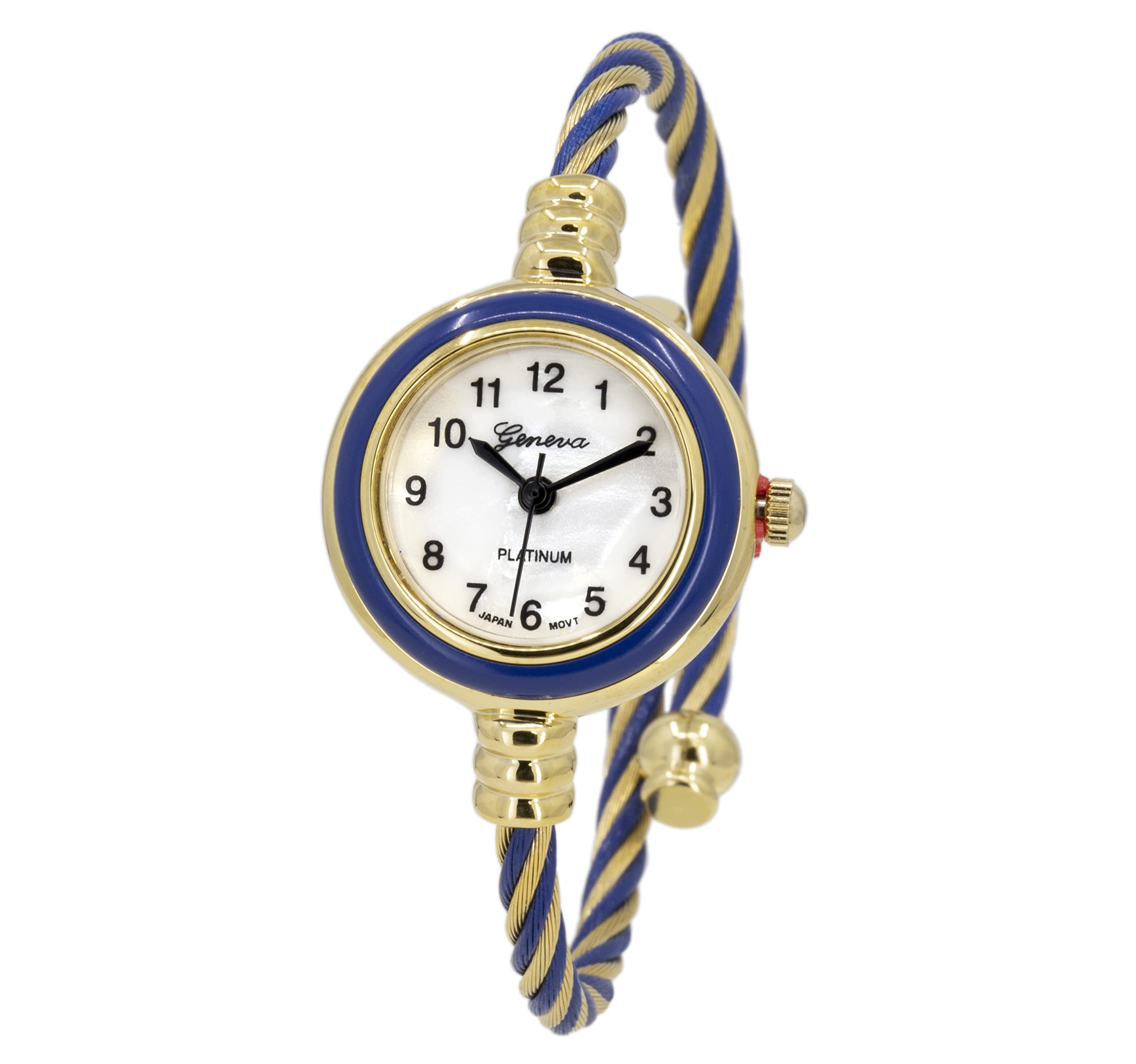 Blekon Collections Women's Cuff Watch - Round Analog Display Arabic Numbers 23mm Case Wire Bracelet Watch for Women Elegant Cable Cuff Bangle Wrist Watch