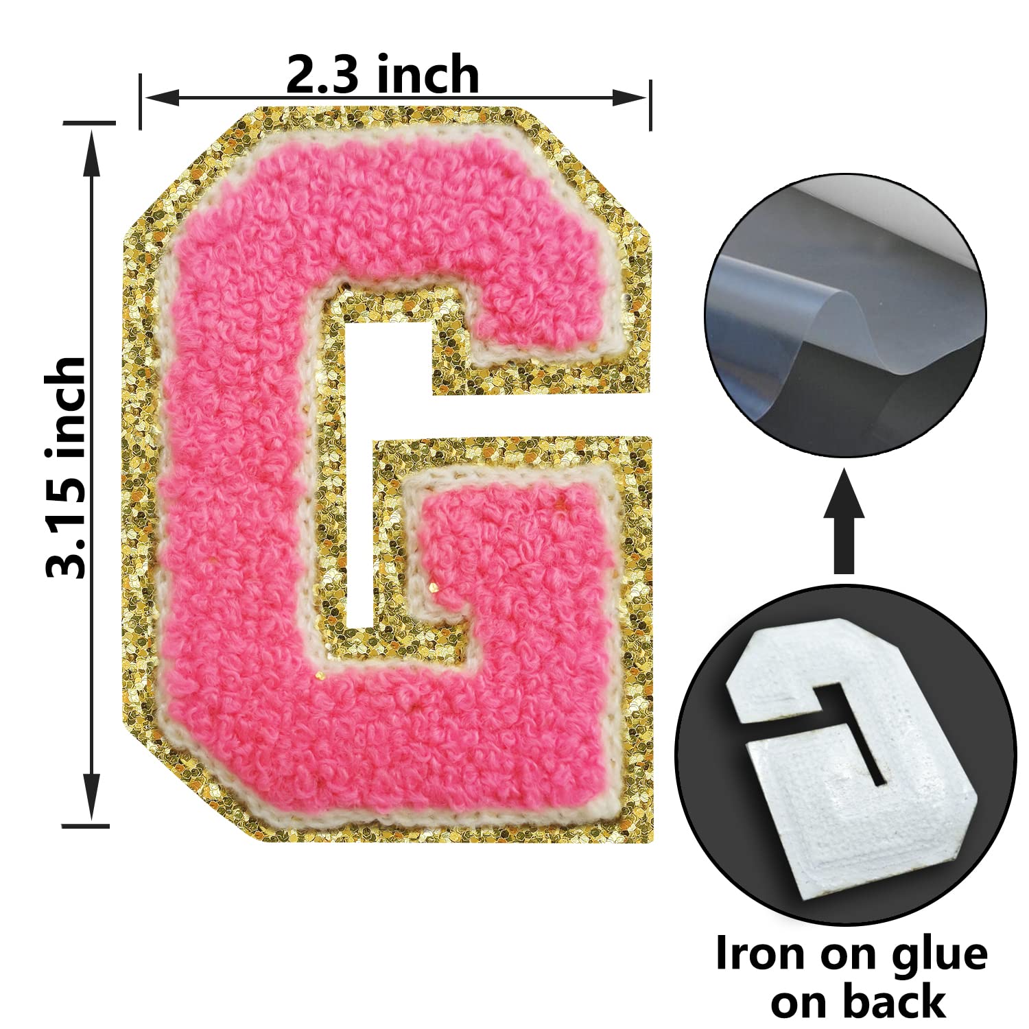 GYGYL Lot De 3 écussons En Chenille à Paillettes Pour Décoration De Costume D'équipe, Hauteur 11,4 Cm, Lettre O
