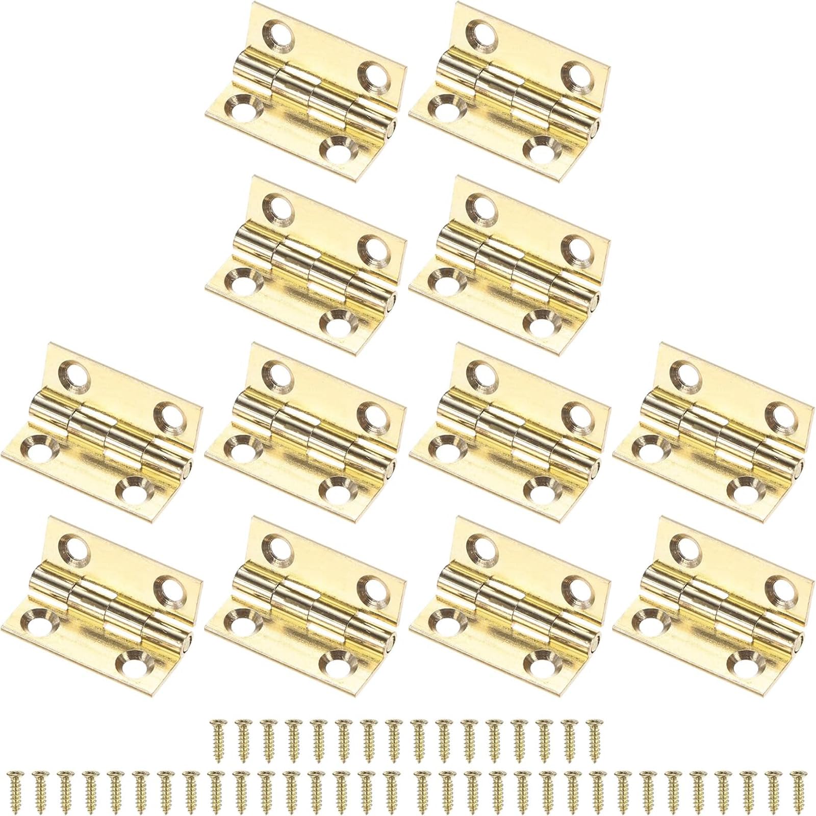 12Pcs Gold 1 Inch Heavy Duty Small Butt Hinges with Screws Polished Brass Cabinet Door Furniture Hardware Rust Resistant Corrosion Proof Durable Smooth Easy Installation 25x20mm