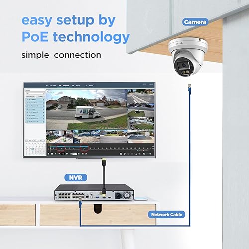Miniatura 2 de Sistemas de cámara PoE de 8 MP, 4 cámaras domo IP de seguridad con cable de 4K8MP con detección de vehículos personales, micrófono integrado, luces